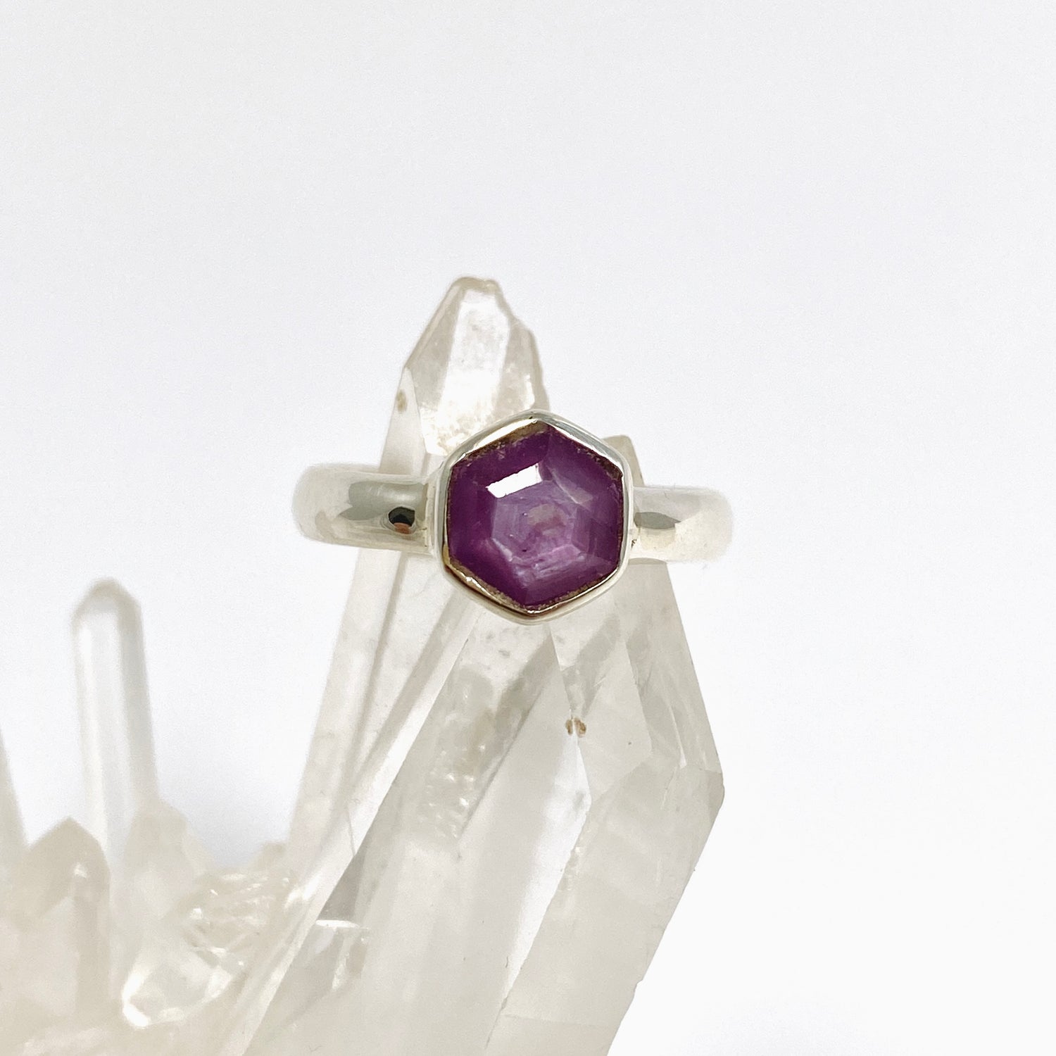 Star Ruby Freeform Faceted Ring Size 6.5 PRGJ983