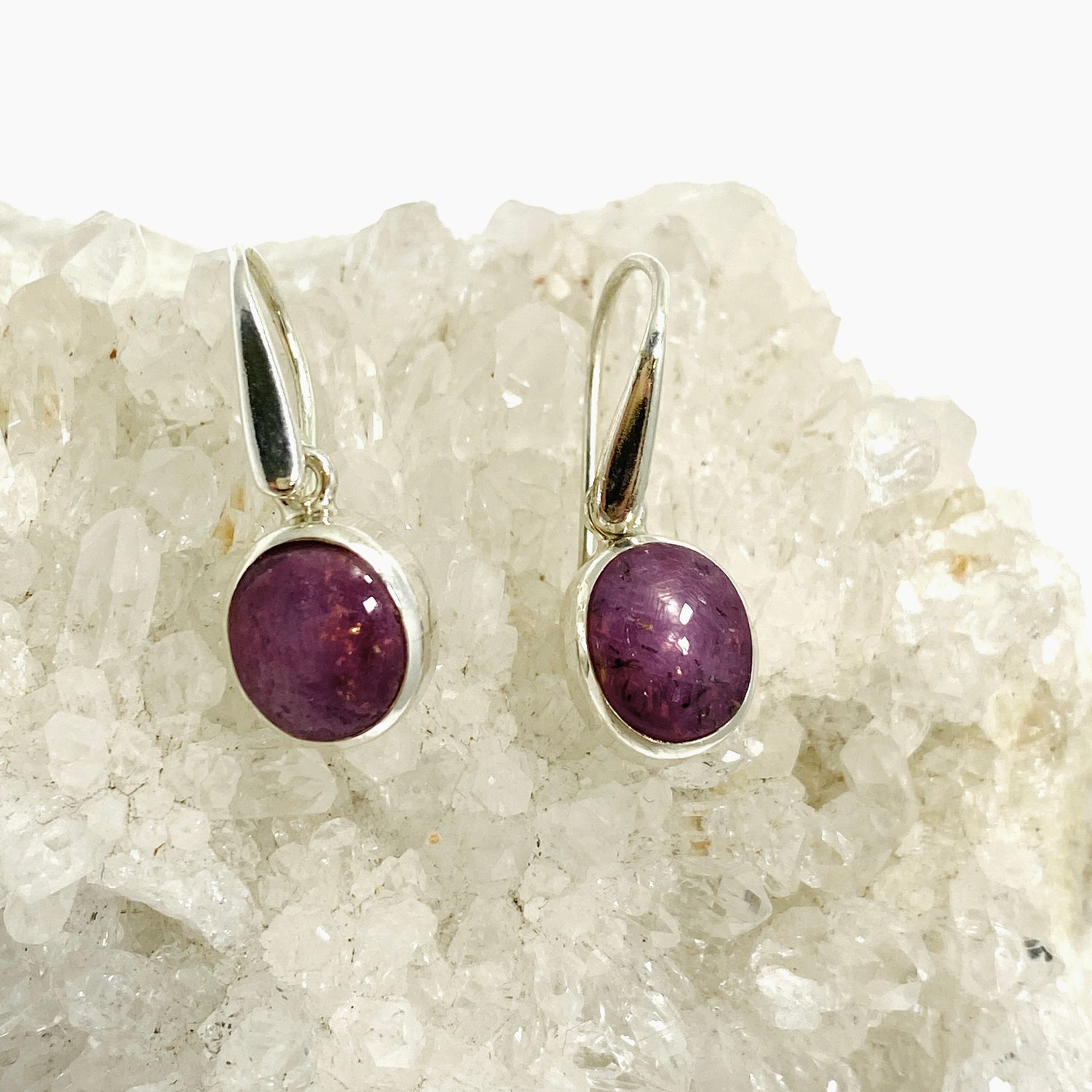 Star Ruby Oval Cabochon Earrings PEGJ286
