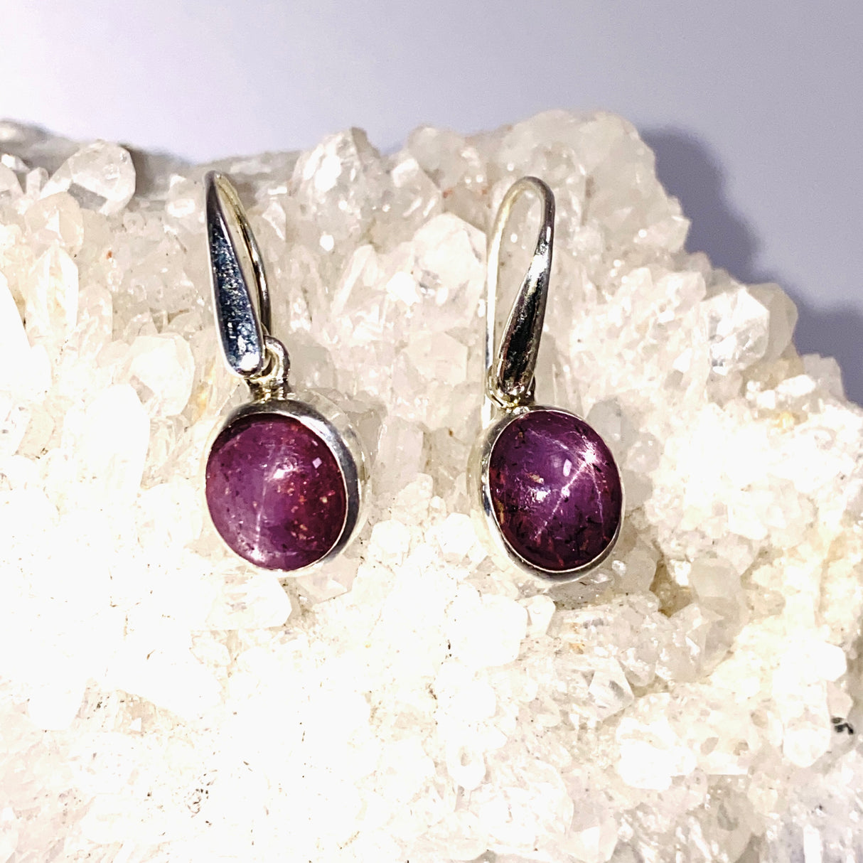 Star Ruby Oval Cabochon Earrings PEGJ286