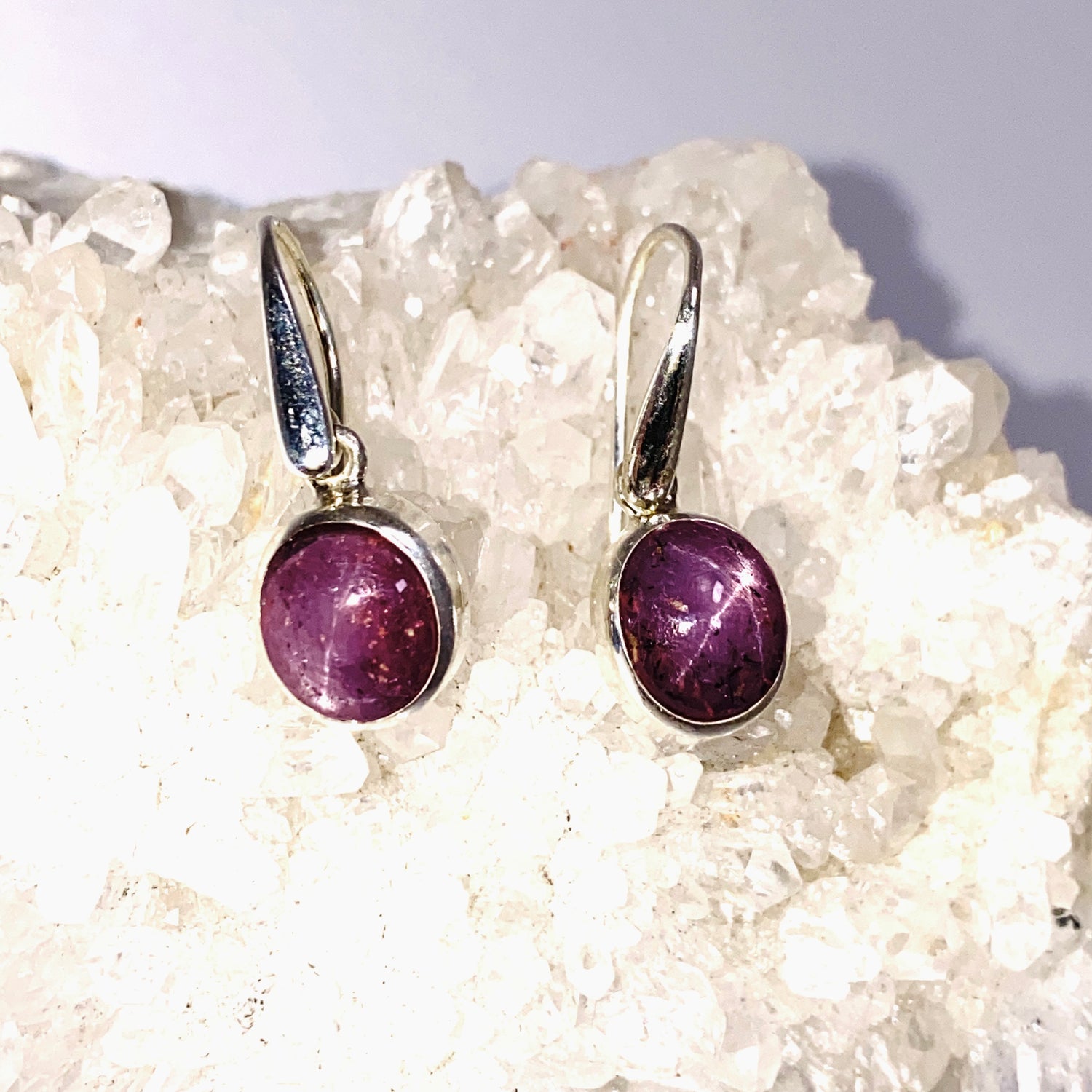 Star Ruby Oval Cabochon Earrings PEGJ286