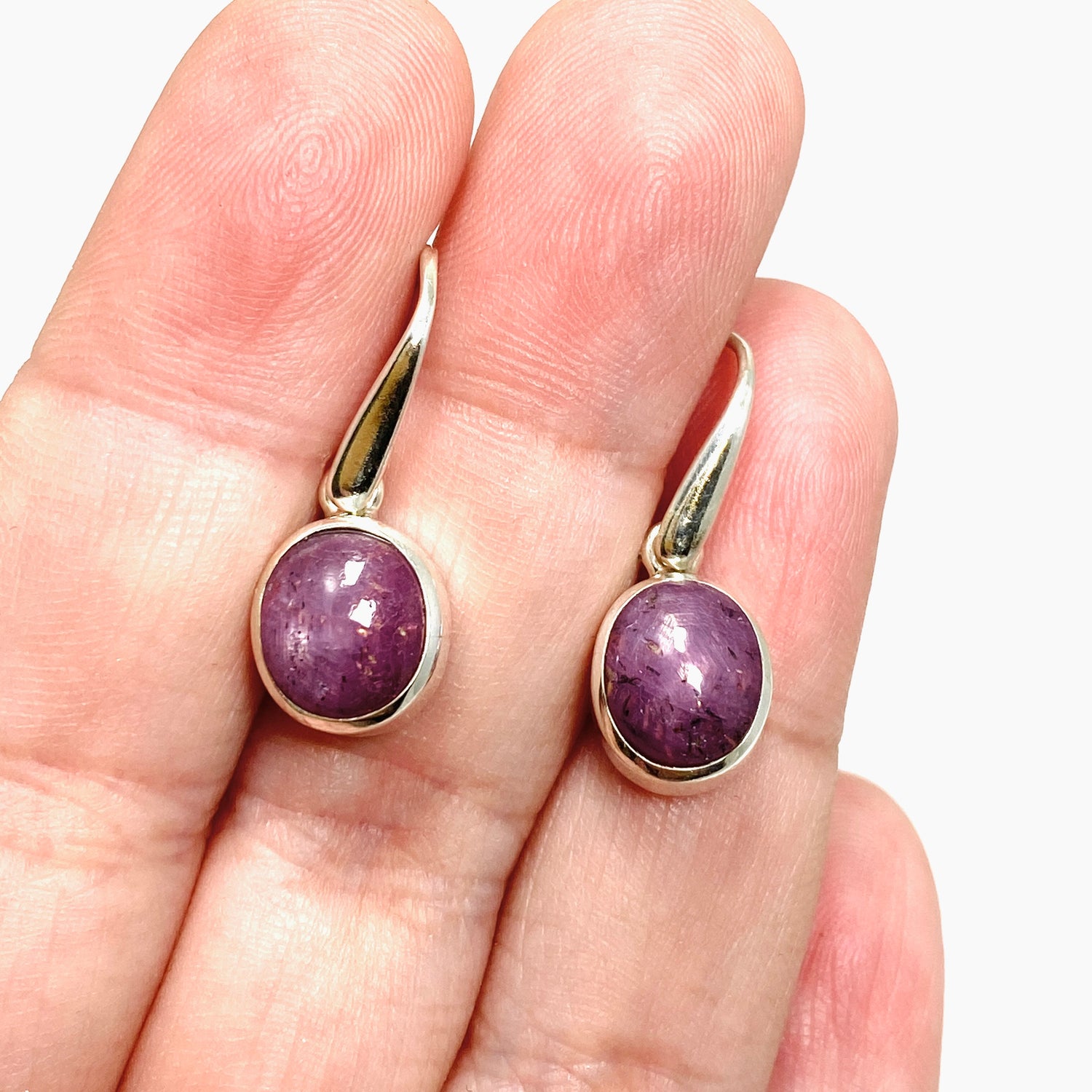 Star Ruby Oval Cabochon Earrings PEGJ286