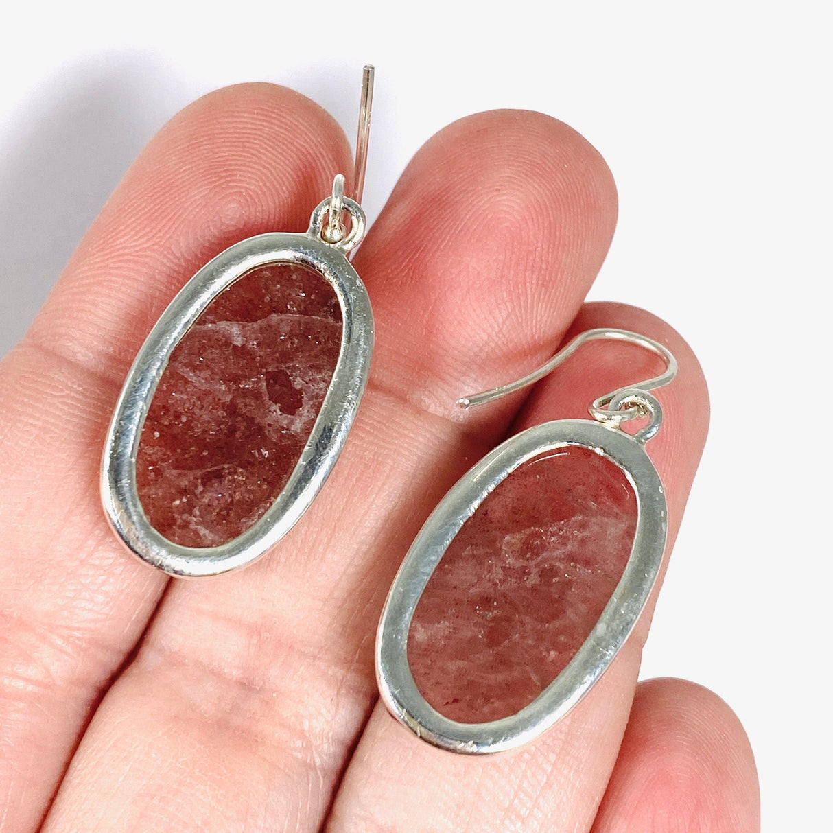 Strawberry Quartz faceted oval earrings KEGJ1386 - Nature's Magick