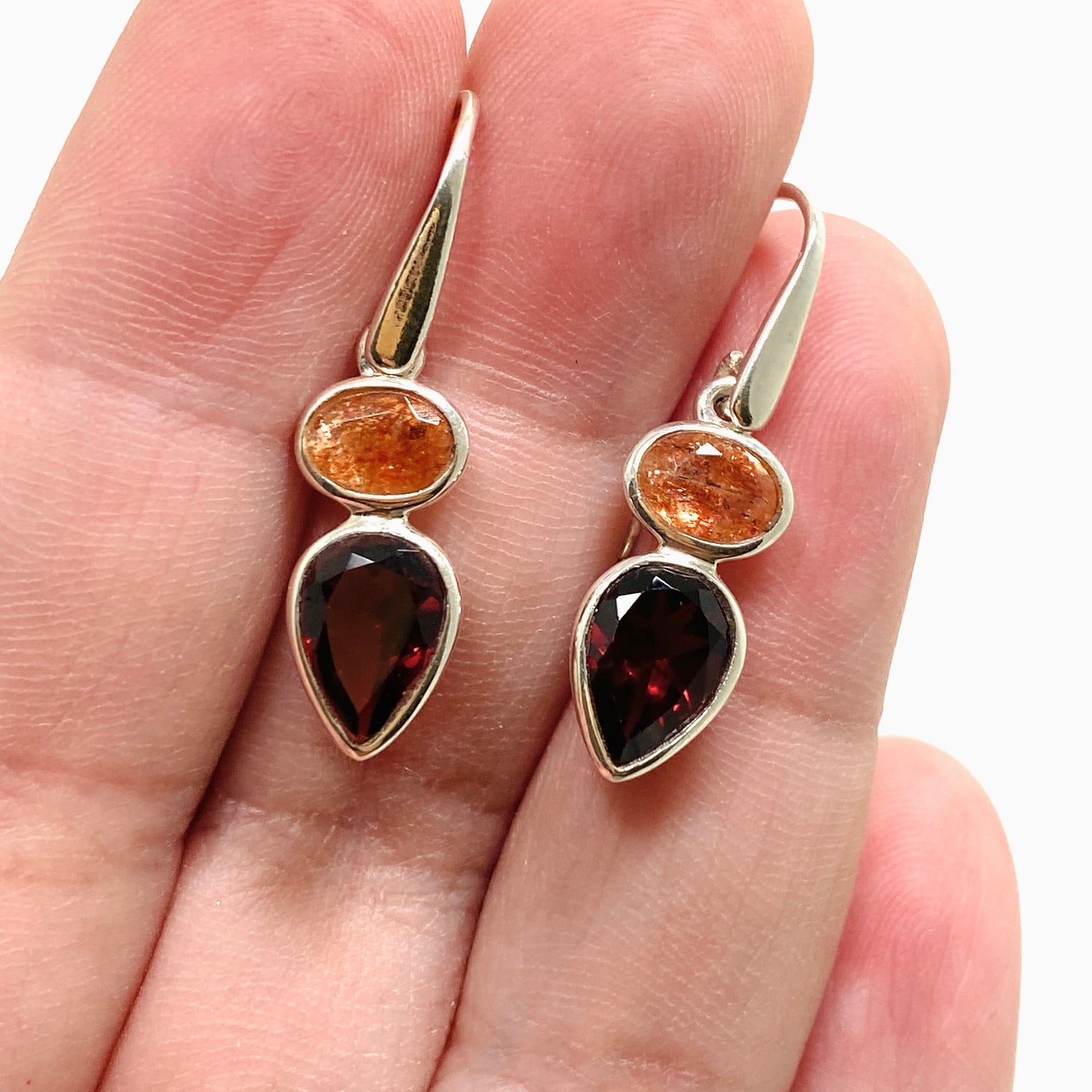 Sunstone and Garnet Multi-stone Faceted Earrings PEGJ338