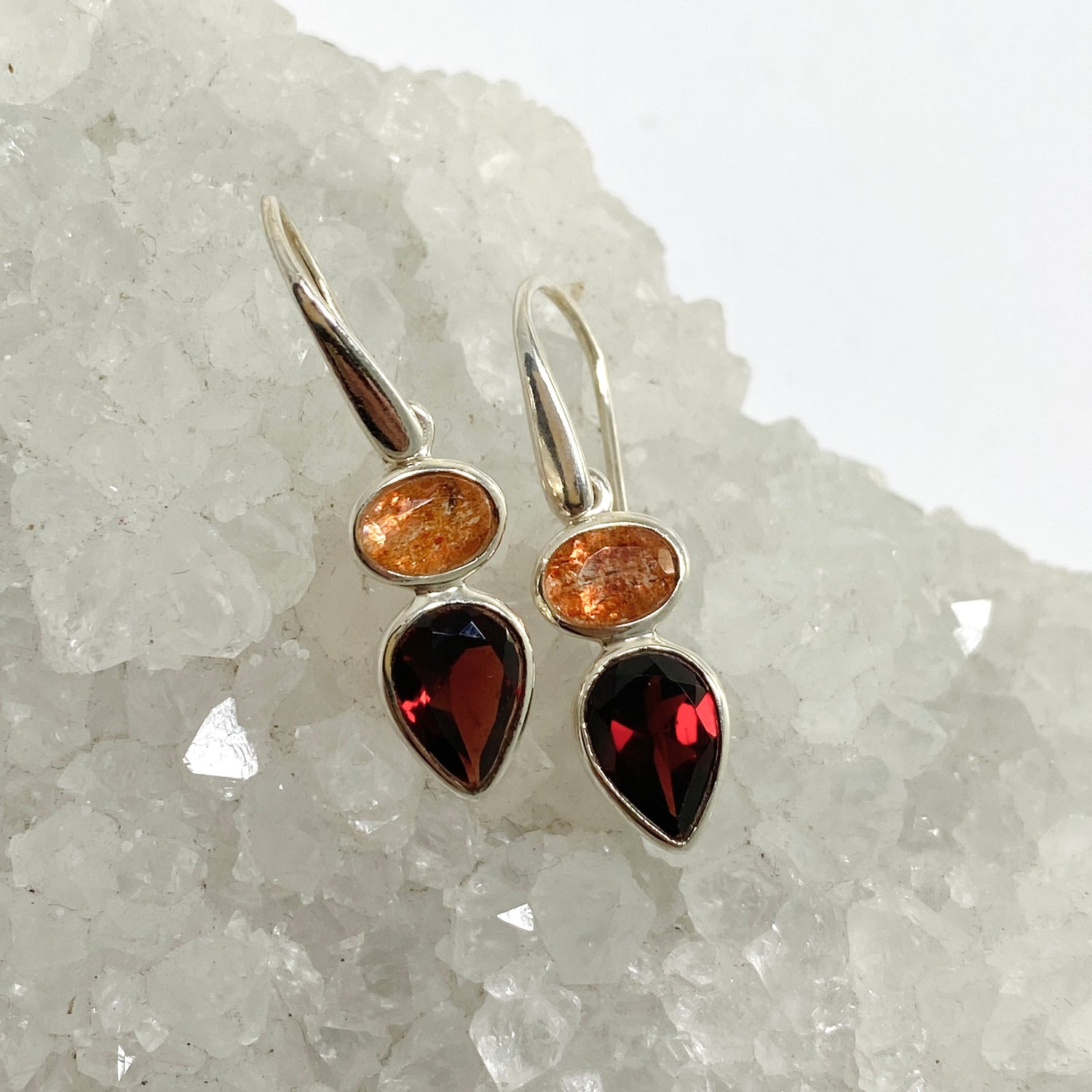 Sunstone and Garnet Multi-stone Faceted Earrings PEGJ338