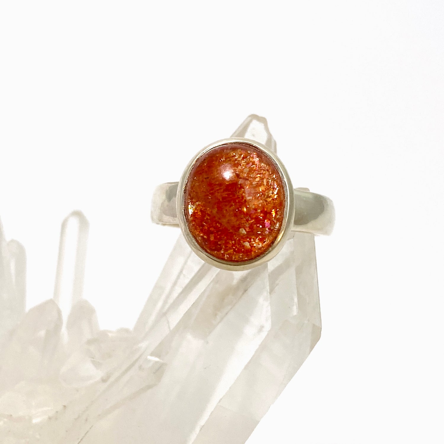 Sunstone Oval Cabochon Ring Size 7.5 PRGJ755