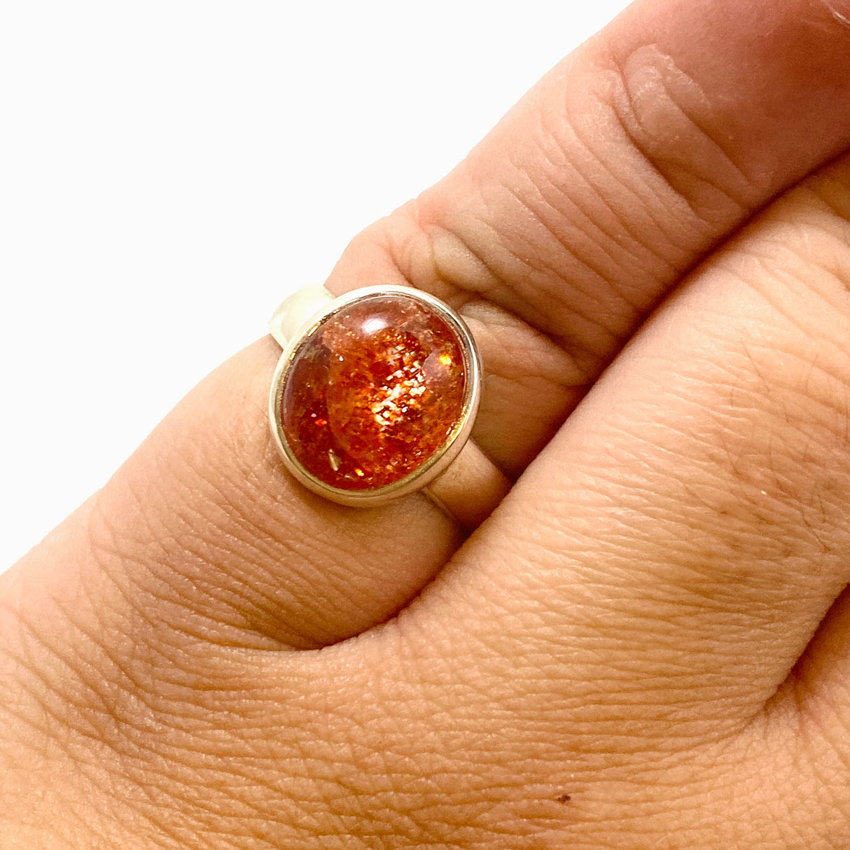 Sunstone Oval Cabochon Ring Size 7.5 PRGJ755