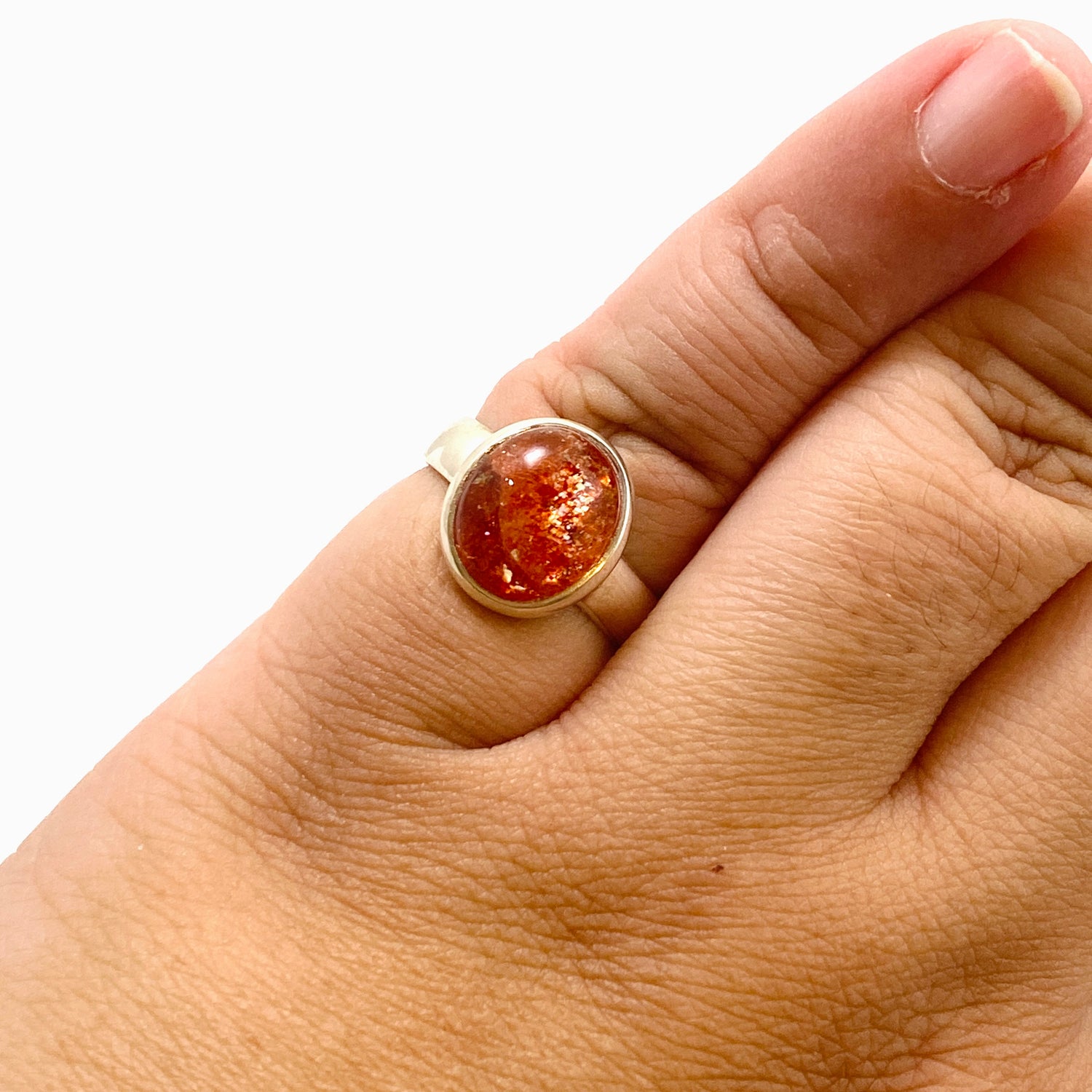 Sunstone Oval Cabochon Ring Size 7.5 PRGJ755