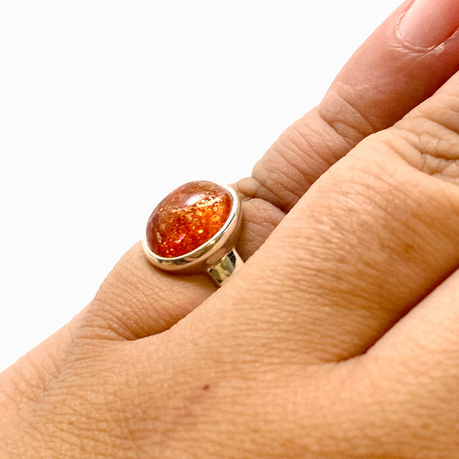 Sunstone Oval Cabochon Ring Size 7.5 PRGJ755