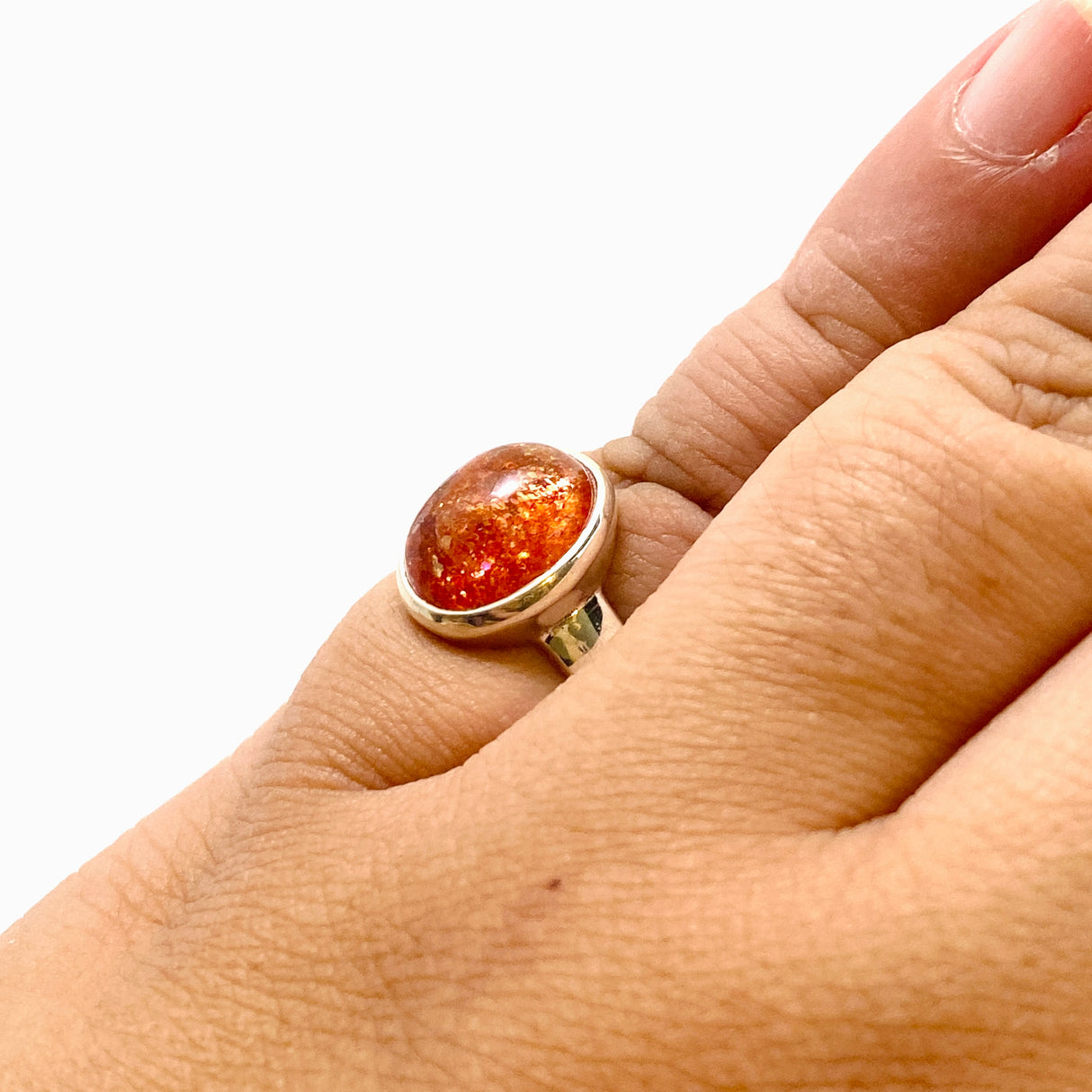 Sunstone Oval Cabochon Ring Size 7.5 PRGJ755