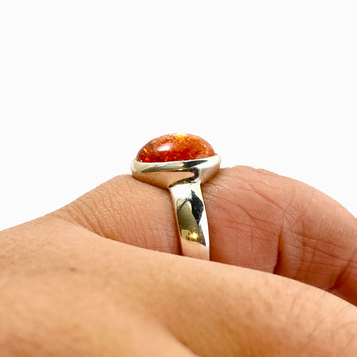 Sunstone Oval Cabochon Ring Size 7.5 PRGJ755