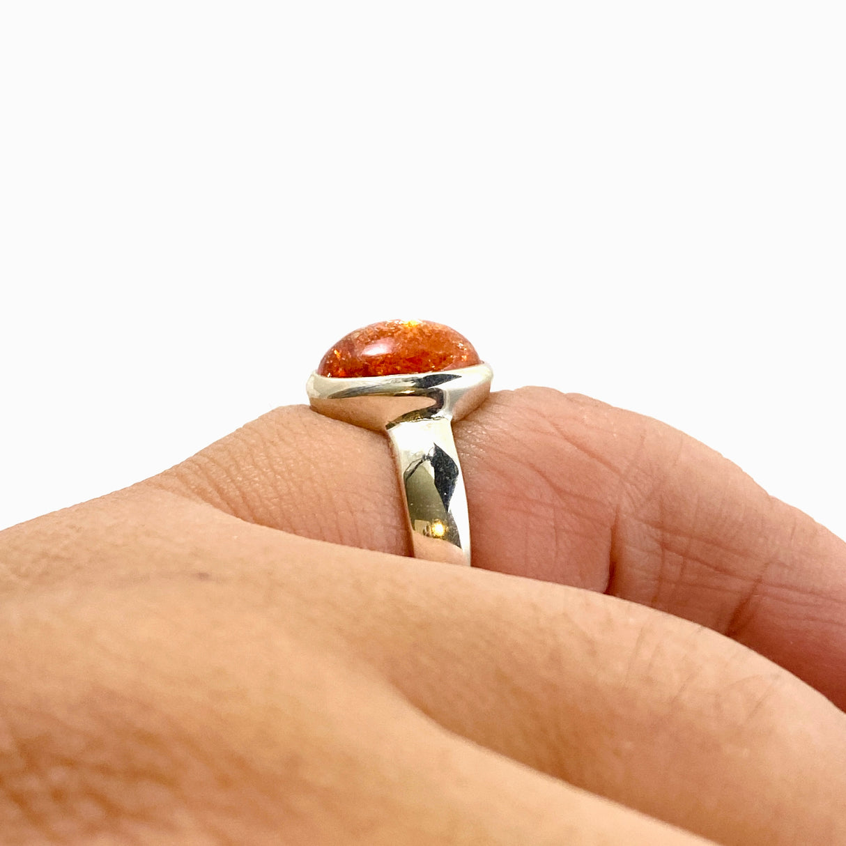 Sunstone Oval Cabochon Ring Size 7.5 PRGJ755