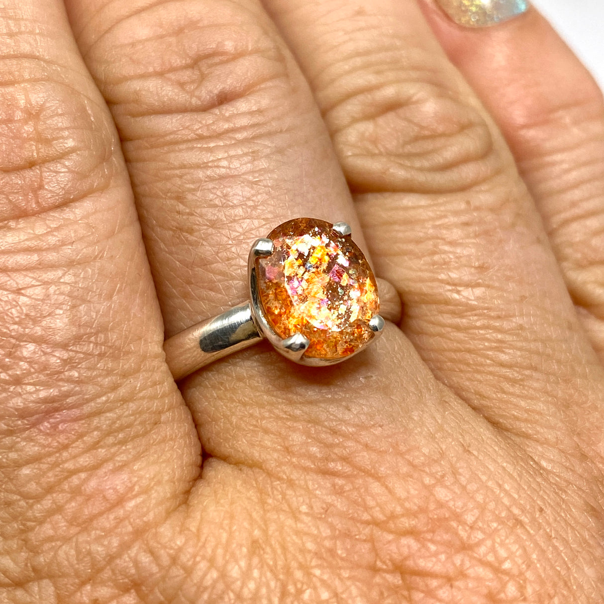 Sunstone Oval Faceted Ring Size 9.5 PRGJ759