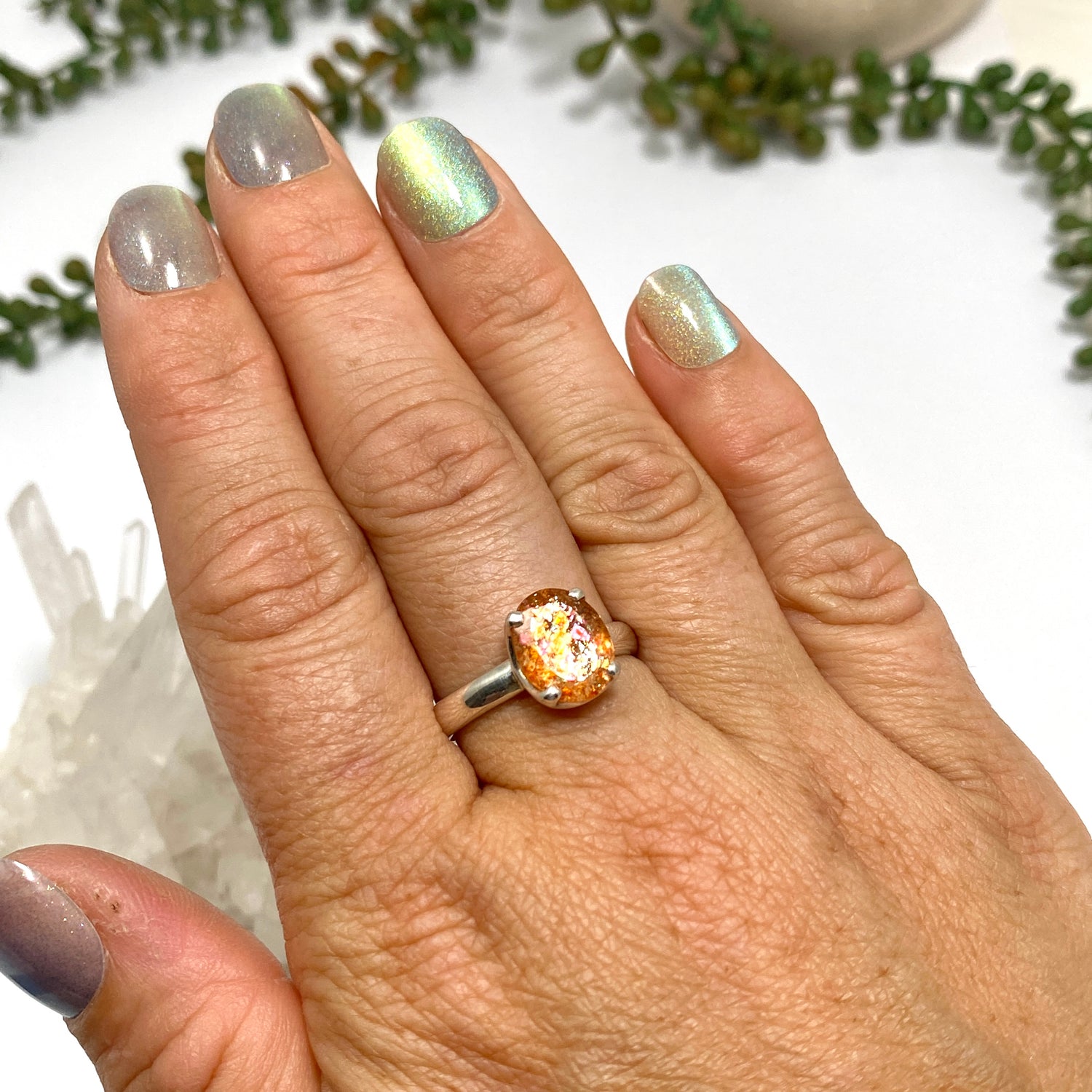 Sunstone Oval Faceted Ring Size 9.5 PRGJ759