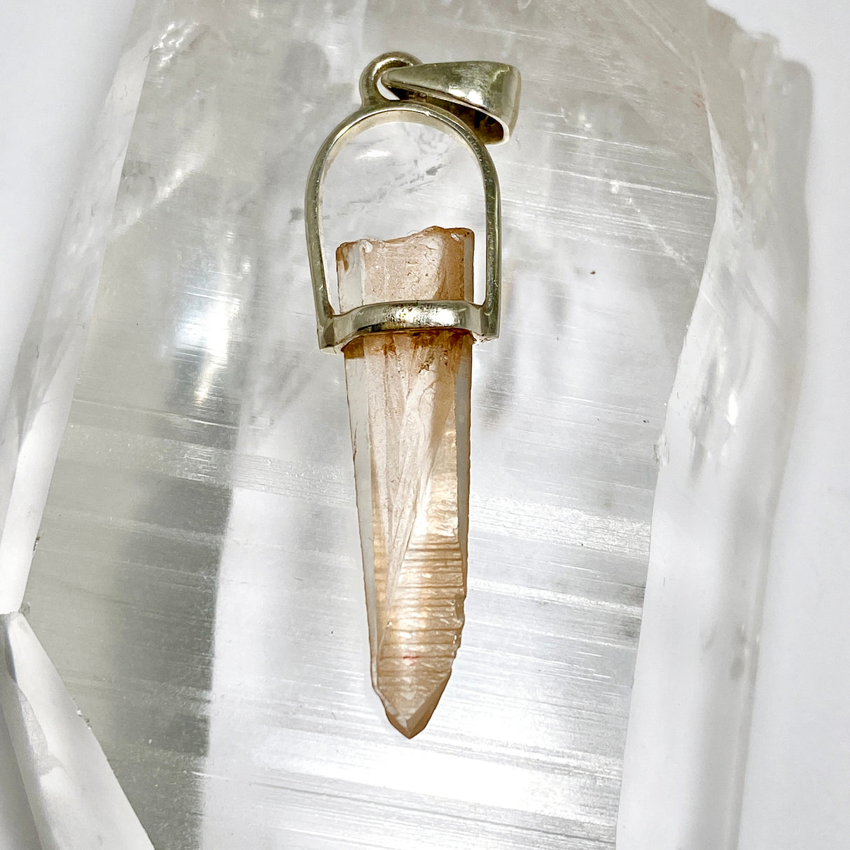 Tangerine Lemurian Quartz Raw Crystal Pendant  PPGJ1271