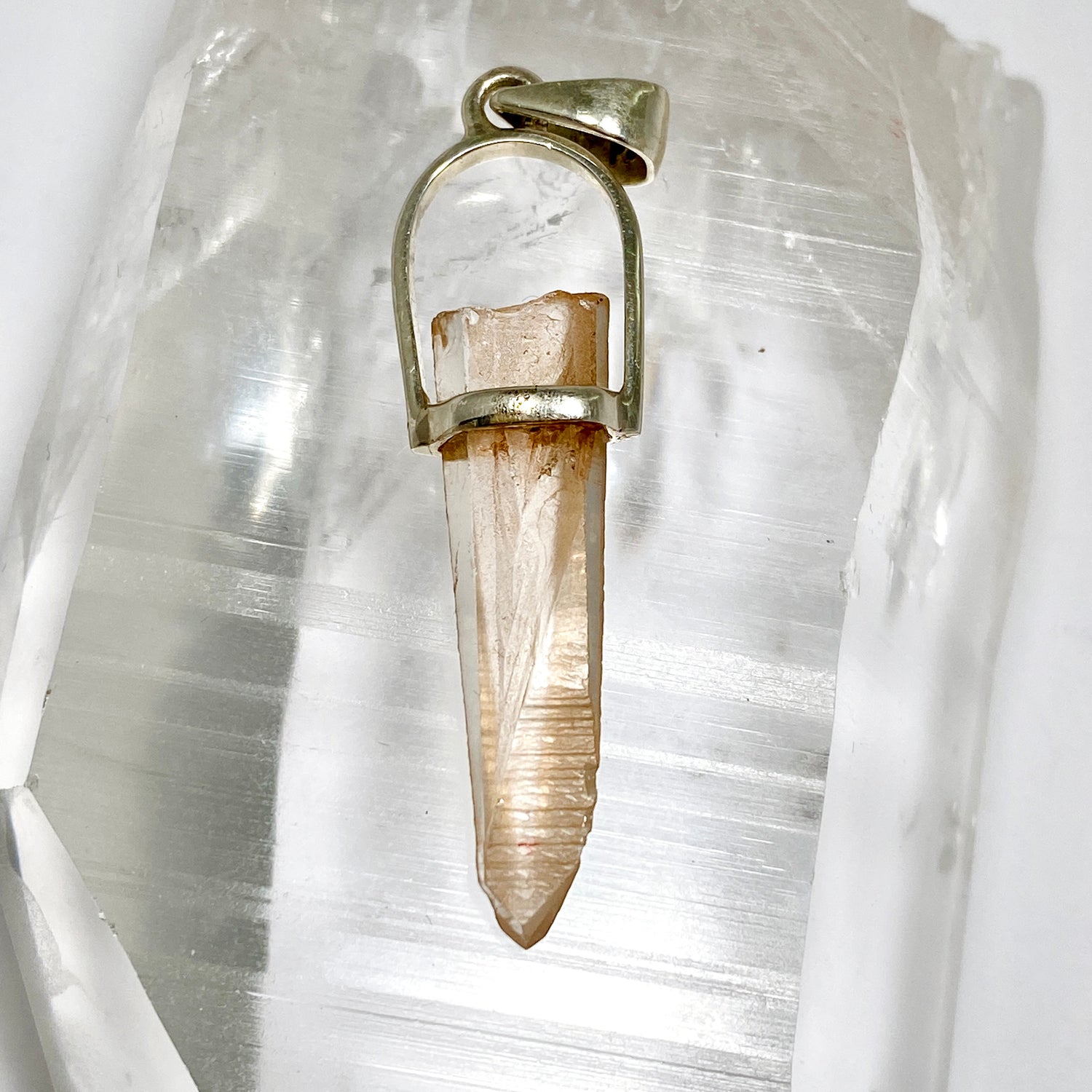 Tangerine Lemurian Quartz Raw Crystal Pendant  PPGJ1271