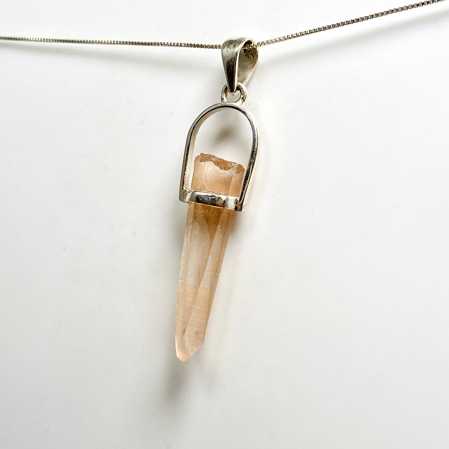 Tangerine Lemurian Quartz Raw Crystal Pendant  PPGJ1271