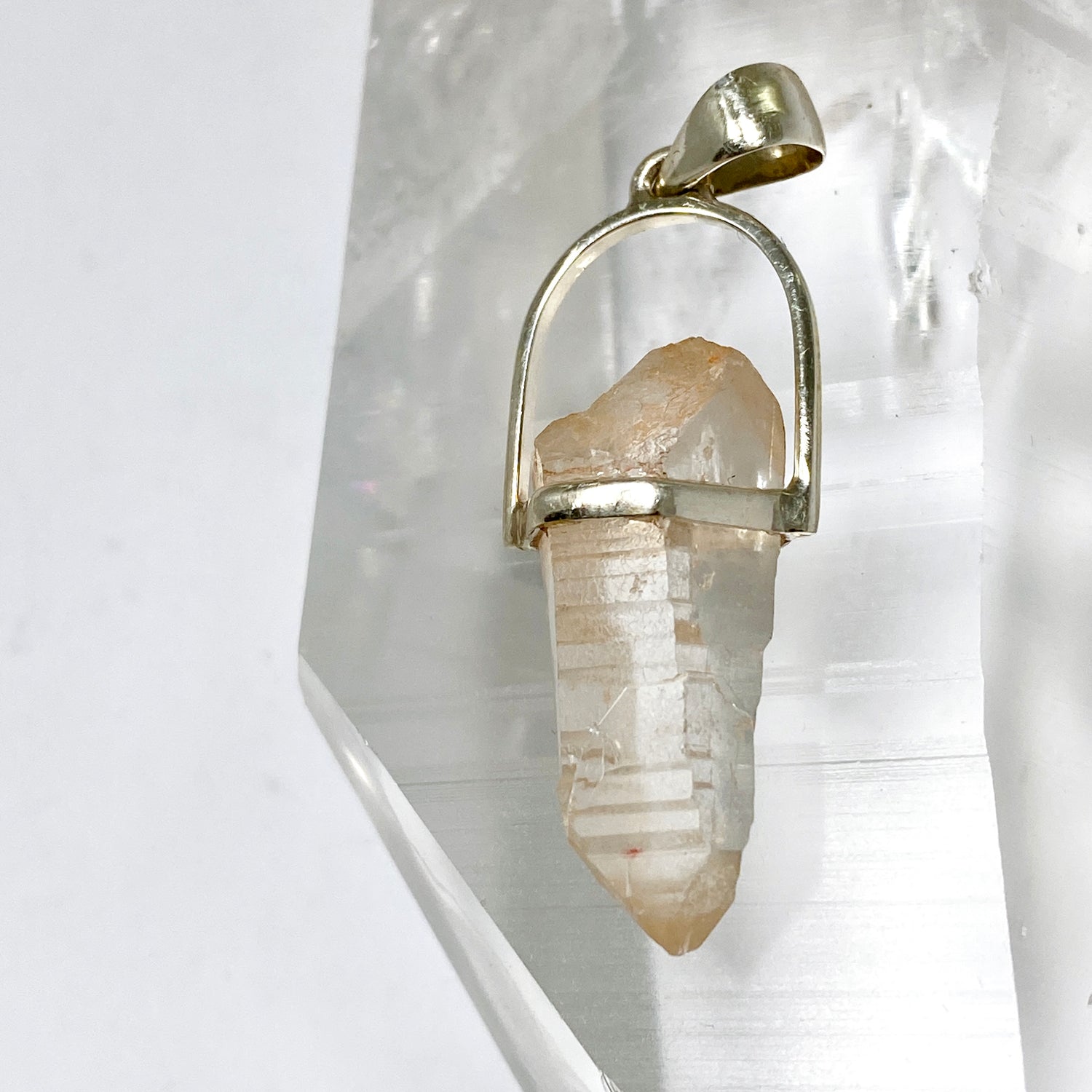 Tangerine Lemurian Quartz Raw Crystal Pendant  PPGJ1272