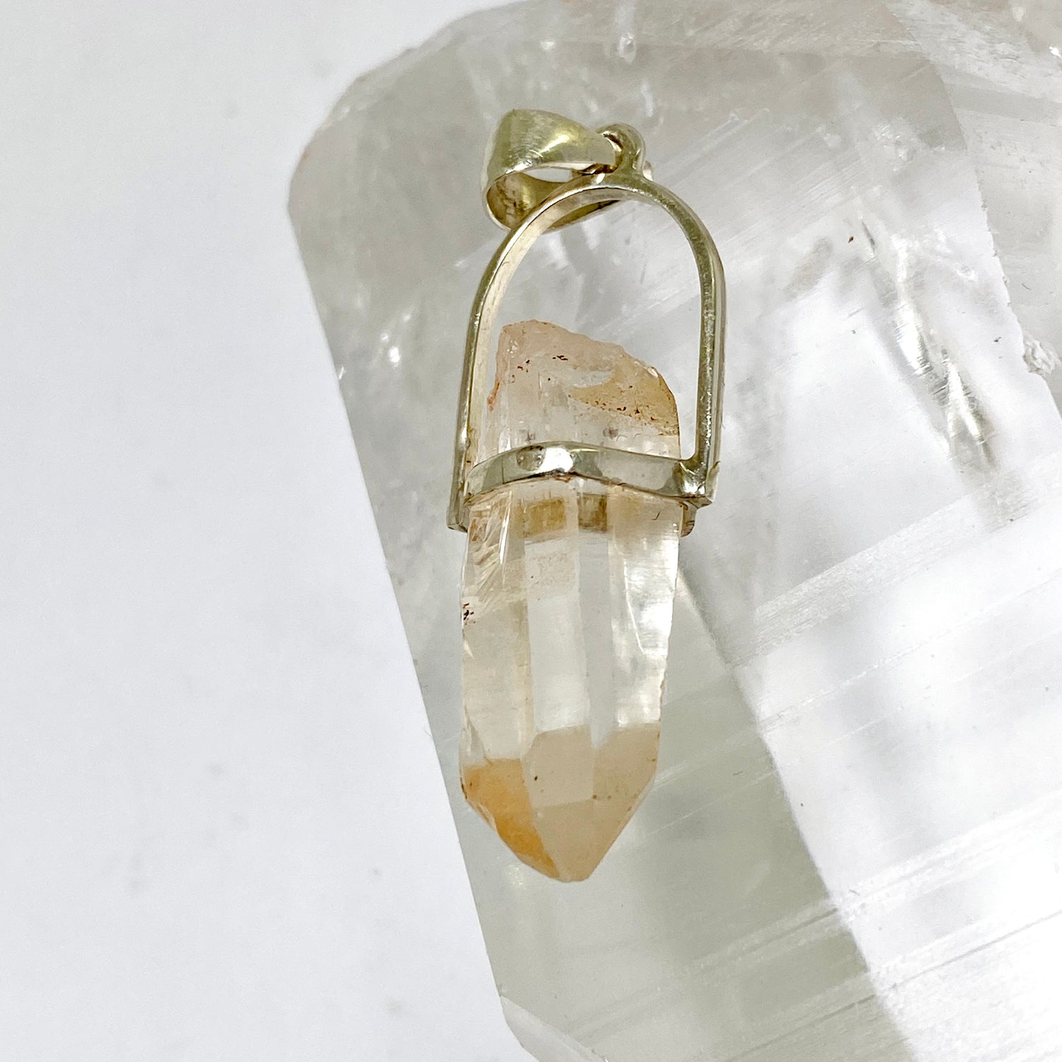 Tangerine Lemurian Quartz Raw Crystal Pendant  PPGJ1273
