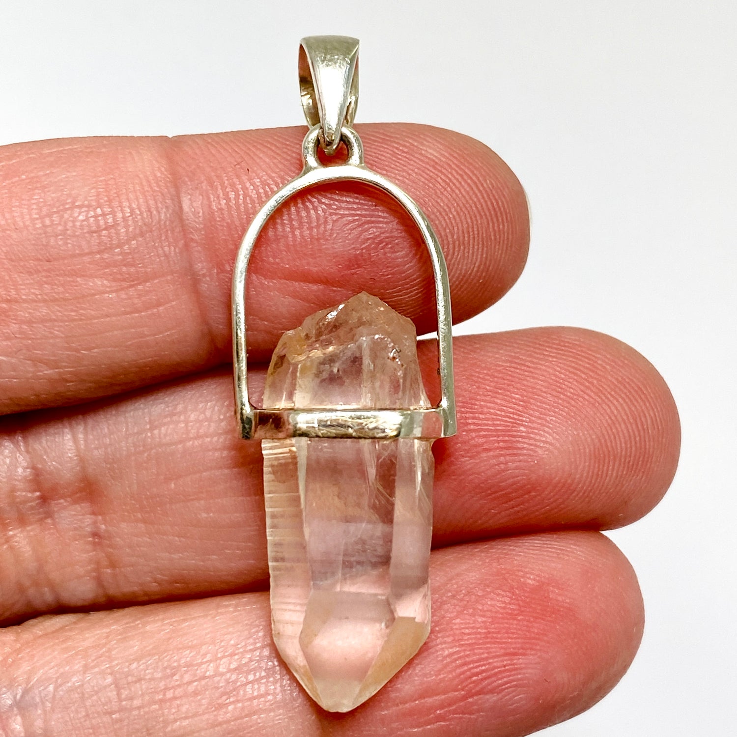 Tangerine Lemurian Quartz Raw Crystal Pendant  PPGJ1273