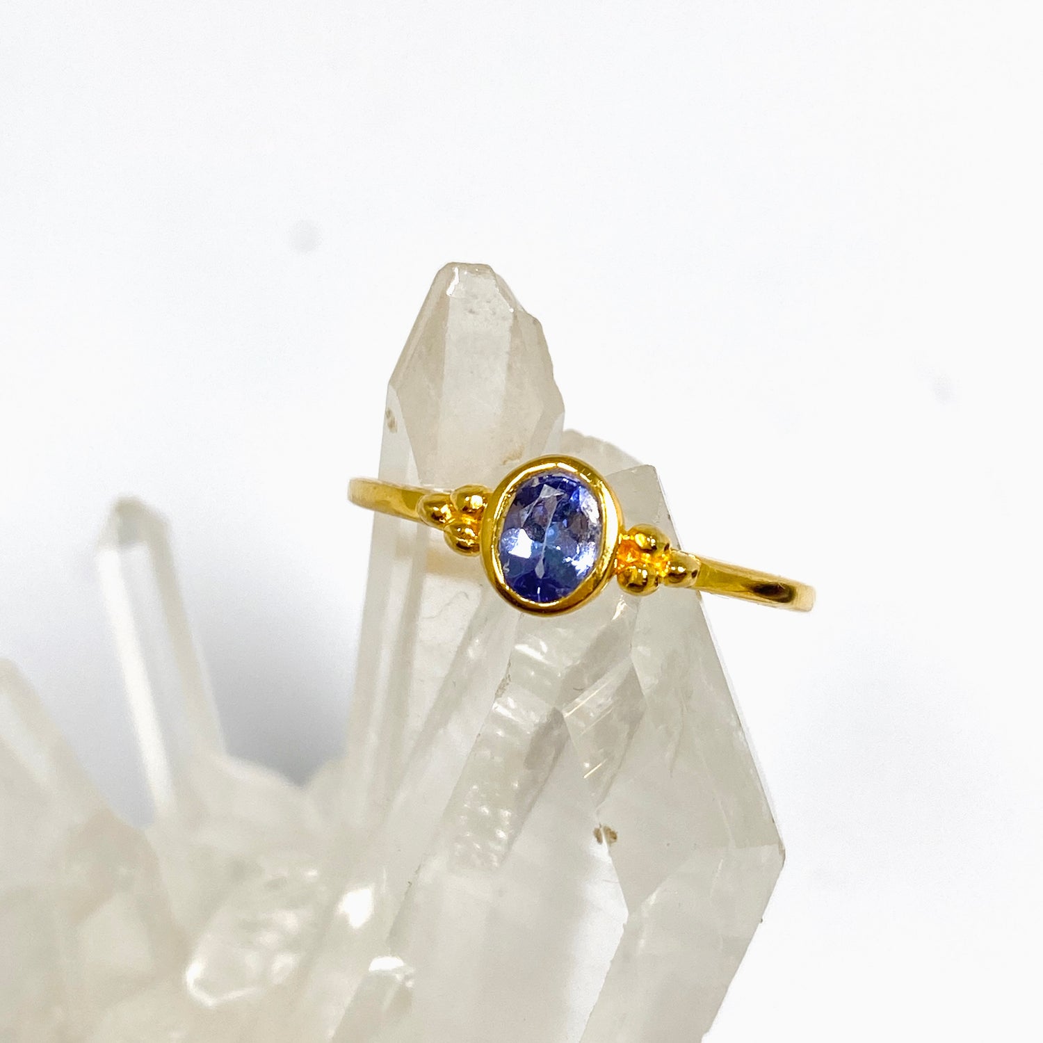 Tanzanite Oval Faceted 2.5 micron Gold Plated Ring Size 7 PRGJ991