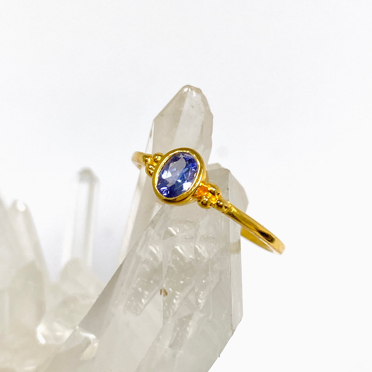 Tanzanite Oval Faceted 2.5 micron Gold Plated Ring Size 7 PRGJ991