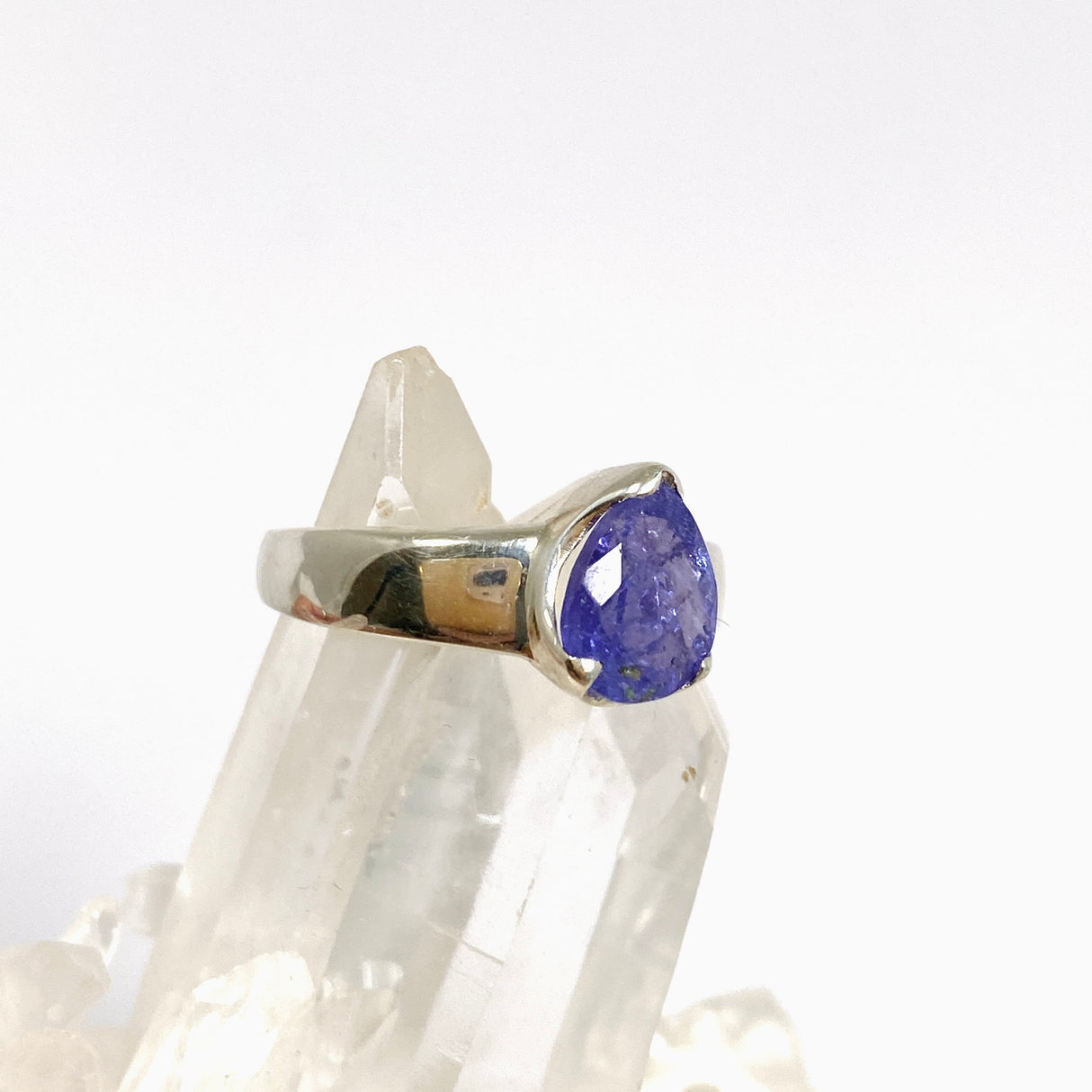 Tanzanite Teardrop Faceted Ring Size 8 PRGJ1022