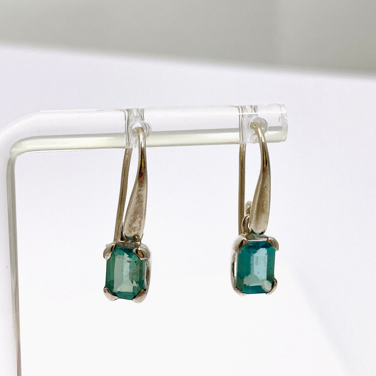 Teal Apatite Rectangular Faceted Earrings PEGJ208