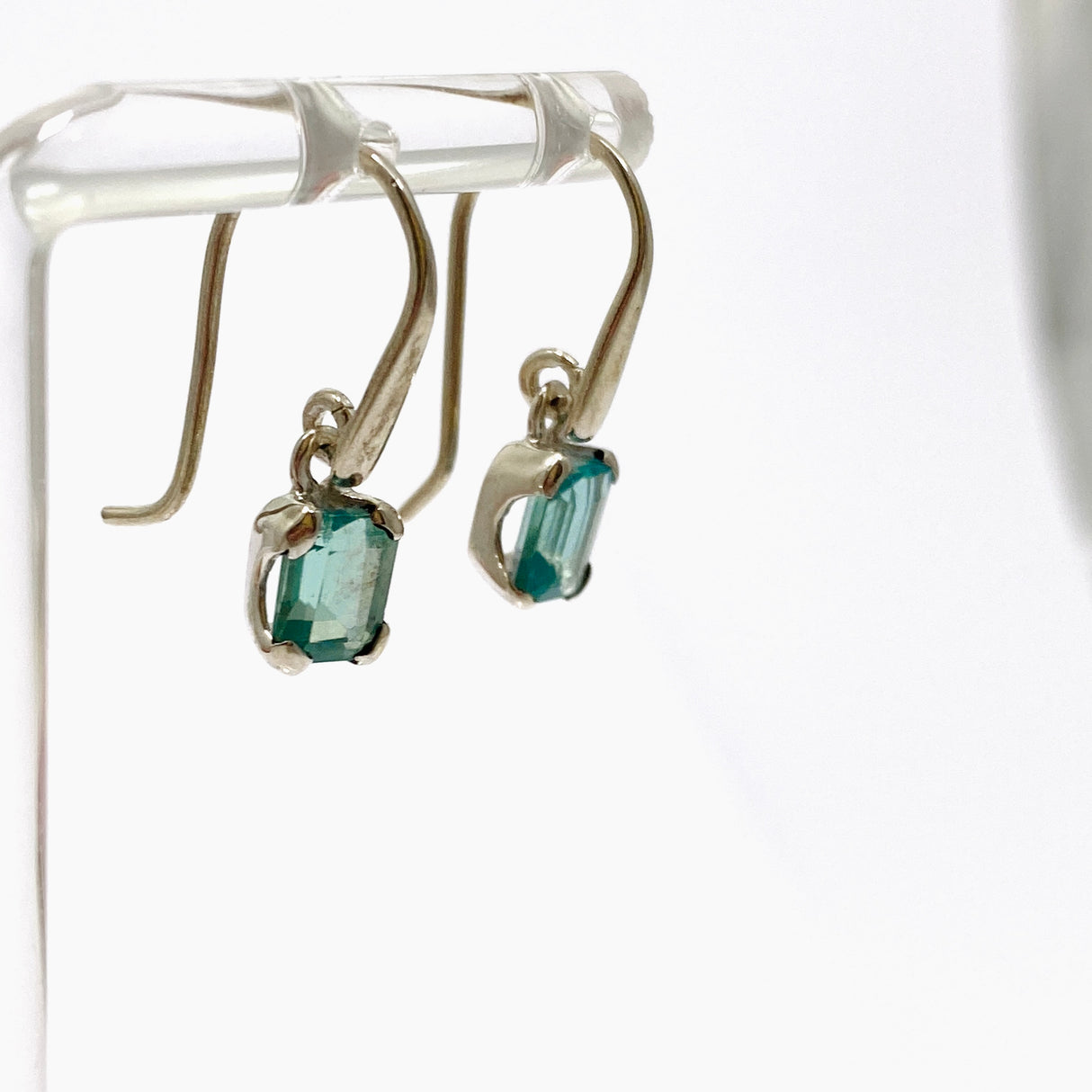 Teal Apatite Rectangular Faceted Earrings PEGJ208