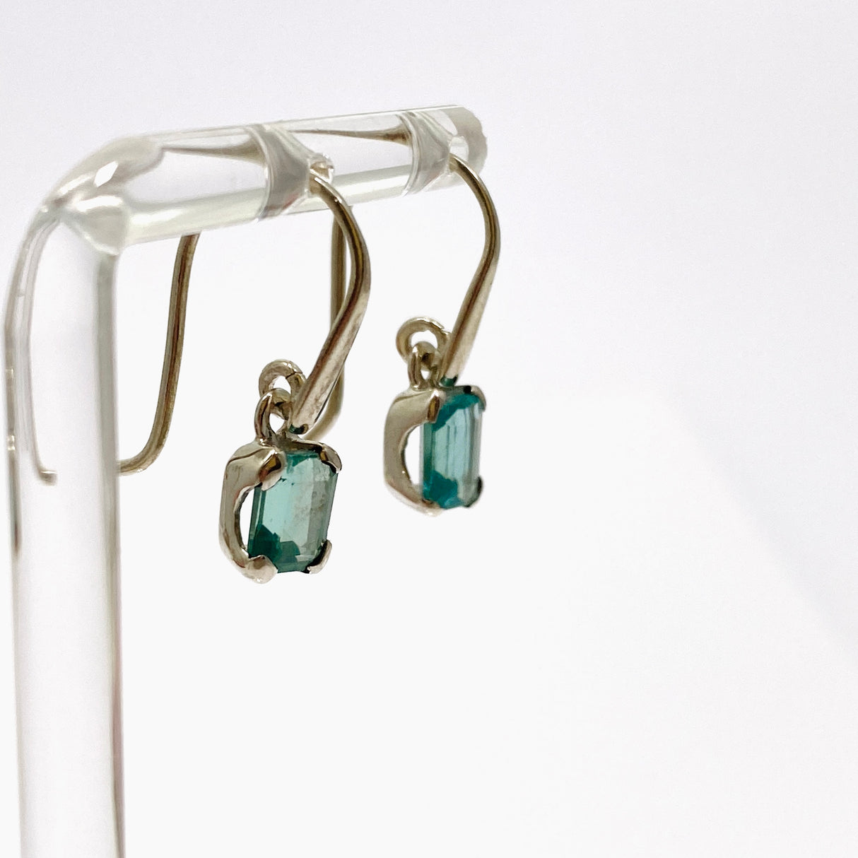 Teal Apatite Rectangular Faceted Earrings PEGJ208