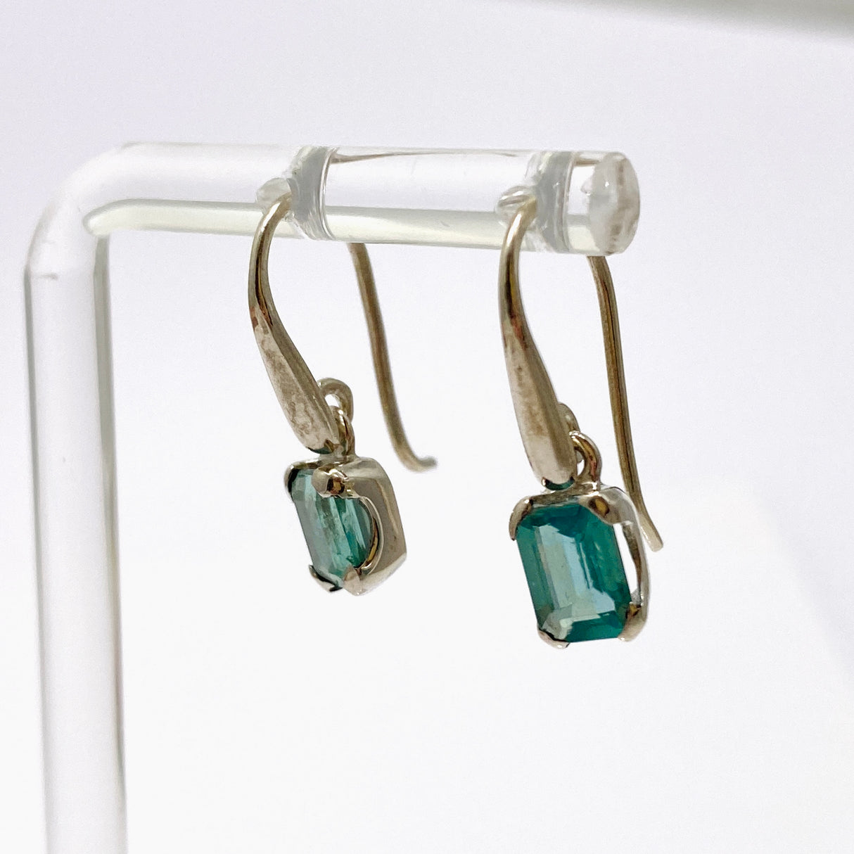 Teal Apatite Rectangular Faceted Earrings PEGJ208