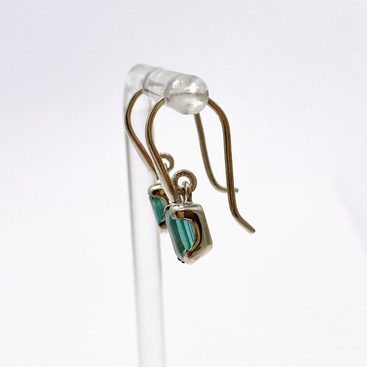 Teal Apatite Rectangular Faceted Earrings PEGJ208