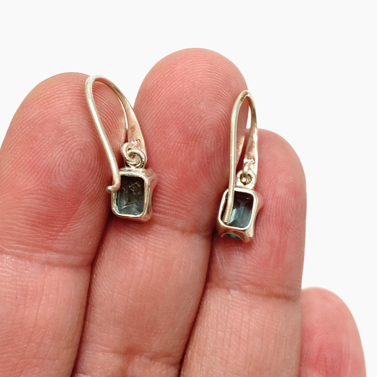 Teal Apatite Rectangular Faceted Earrings PEGJ208
