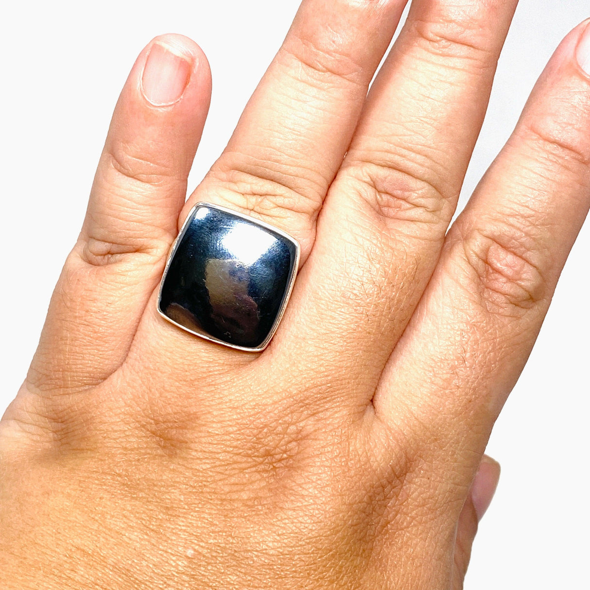 Terahertz (Silica) Square Ring with a Brushed Band Size 11 KRGJ3262 - Nature's Magick