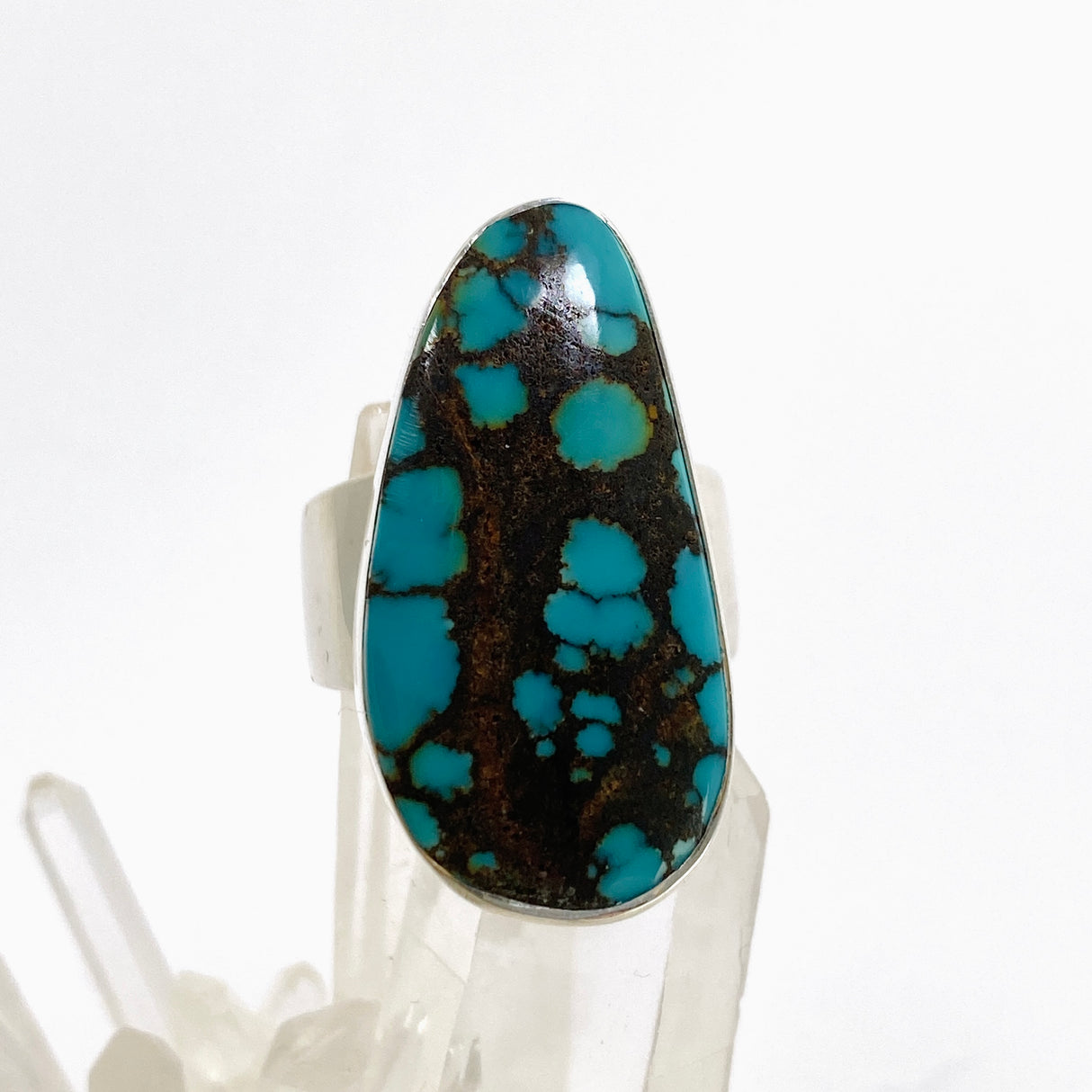 Tibetan Turquoise Freeform Cabochon Ring Size 8 KRGJ3419