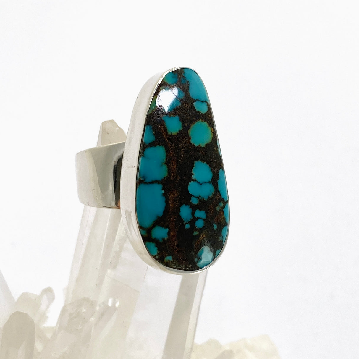 Tibetan Turquoise Freeform Cabochon Ring Size 8 KRGJ3419