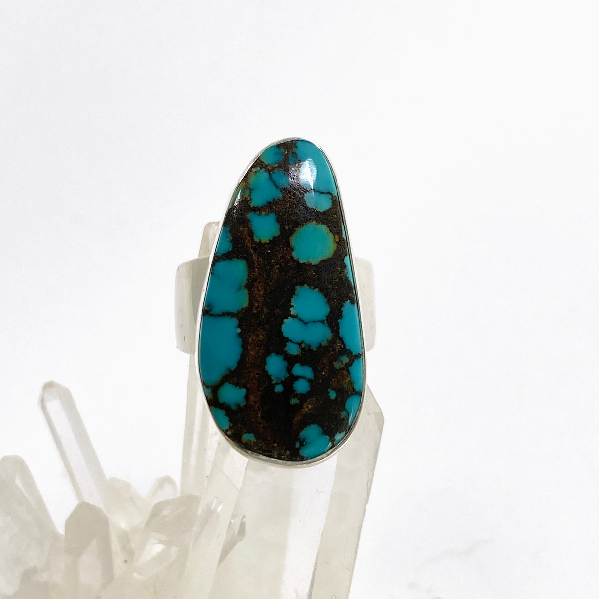 Tibetan Turquoise Freeform Cabochon Ring Size 8 KRGJ3419