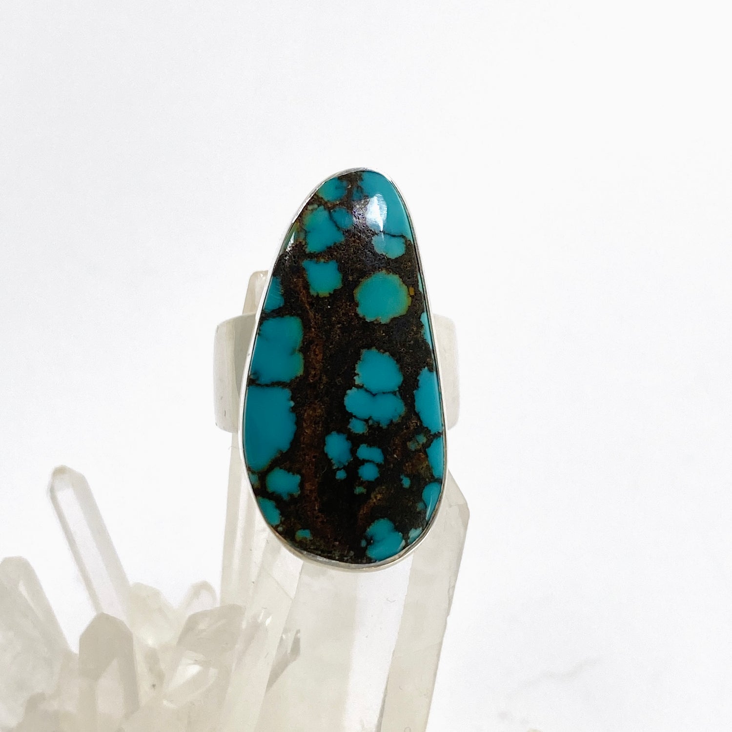 Tibetan Turquoise Freeform Cabochon Ring Size 8 KRGJ3419