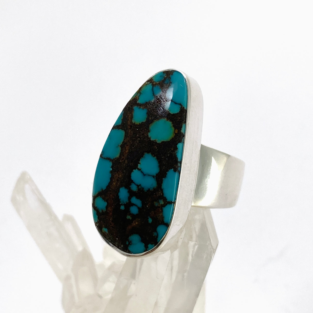 Tibetan Turquoise Freeform Cabochon Ring Size 8 KRGJ3419