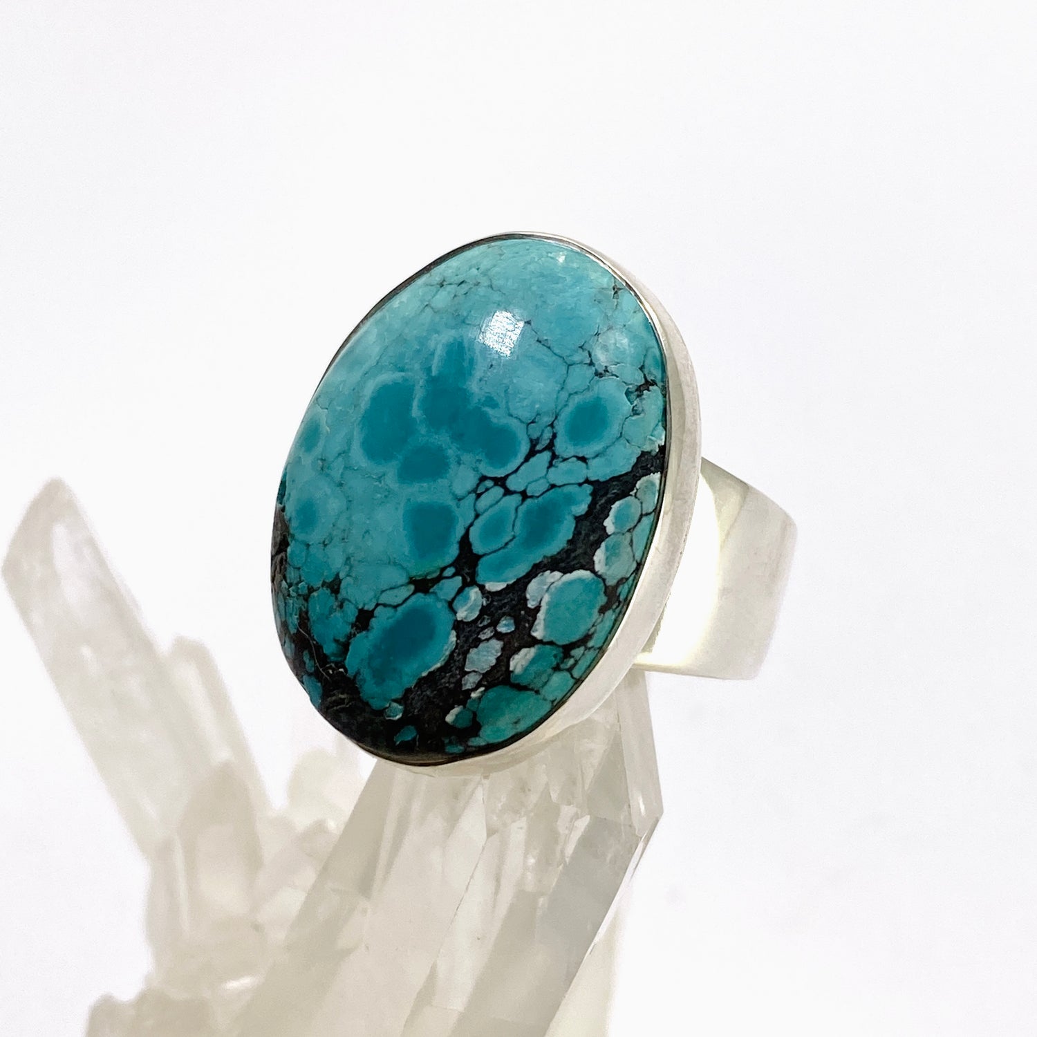 Tibetan Turquoise Oval Cabochon Ring Size 8 KRGJ3414