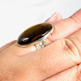 Tigers Eye Oval Hammered Band Ring Size 10 KRGJ3129 - Nature's Magick