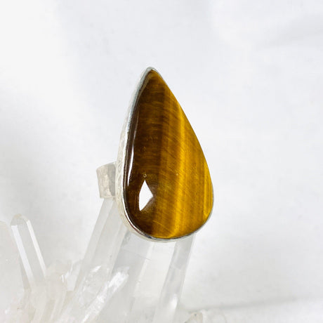 Tigers Eye Teardrop Hammered Band Ring Size 7 KRGJ3123 - Nature's Magick
