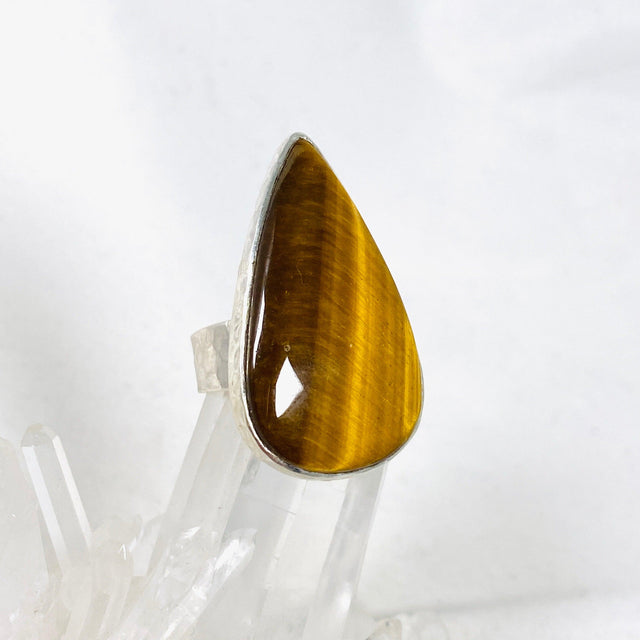 Tigers Eye Teardrop Hammered Band Ring Size 7 KRGJ3123 - Nature's Magick