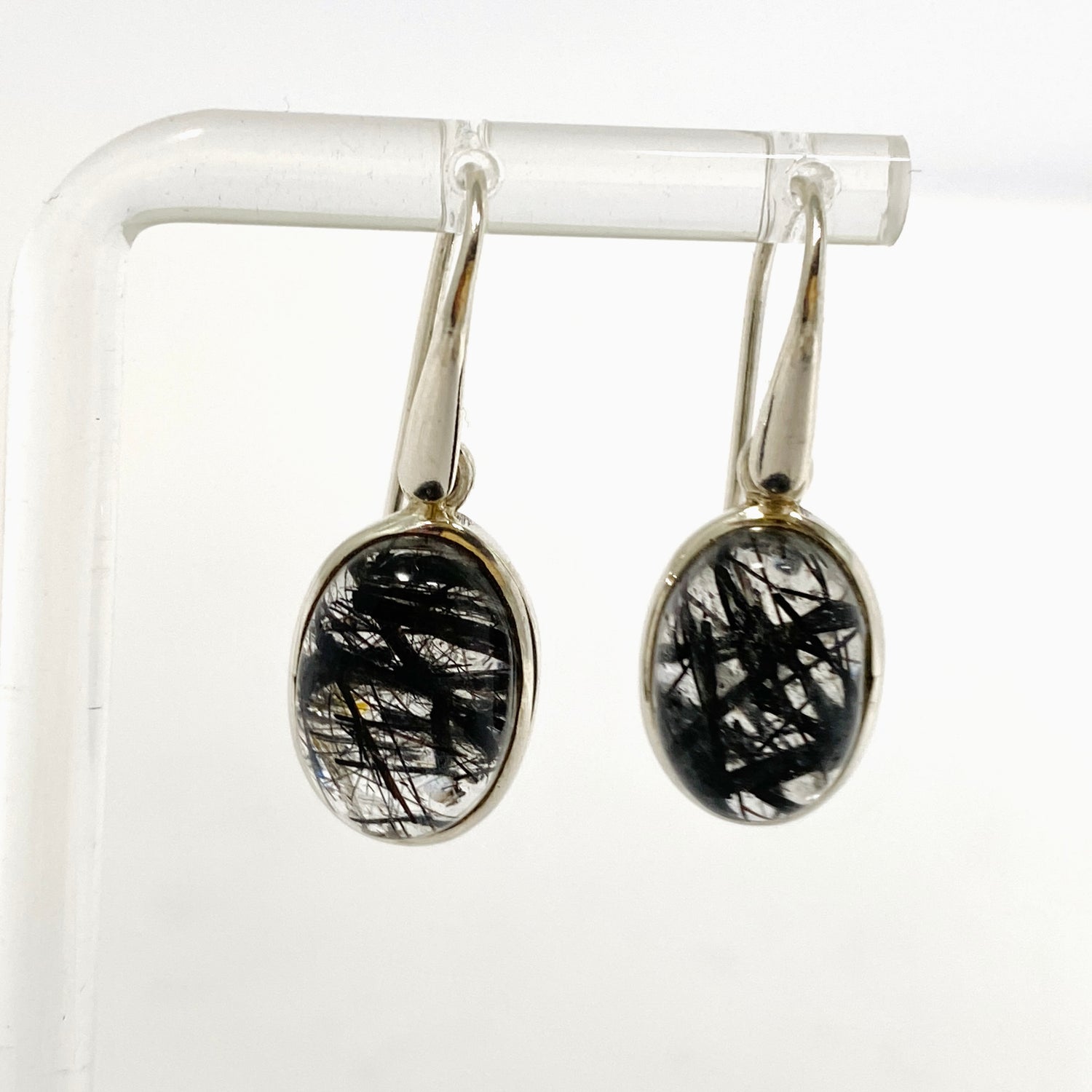 Tourmalinated Quartz Oval Cabochon Earrings PEGJ385