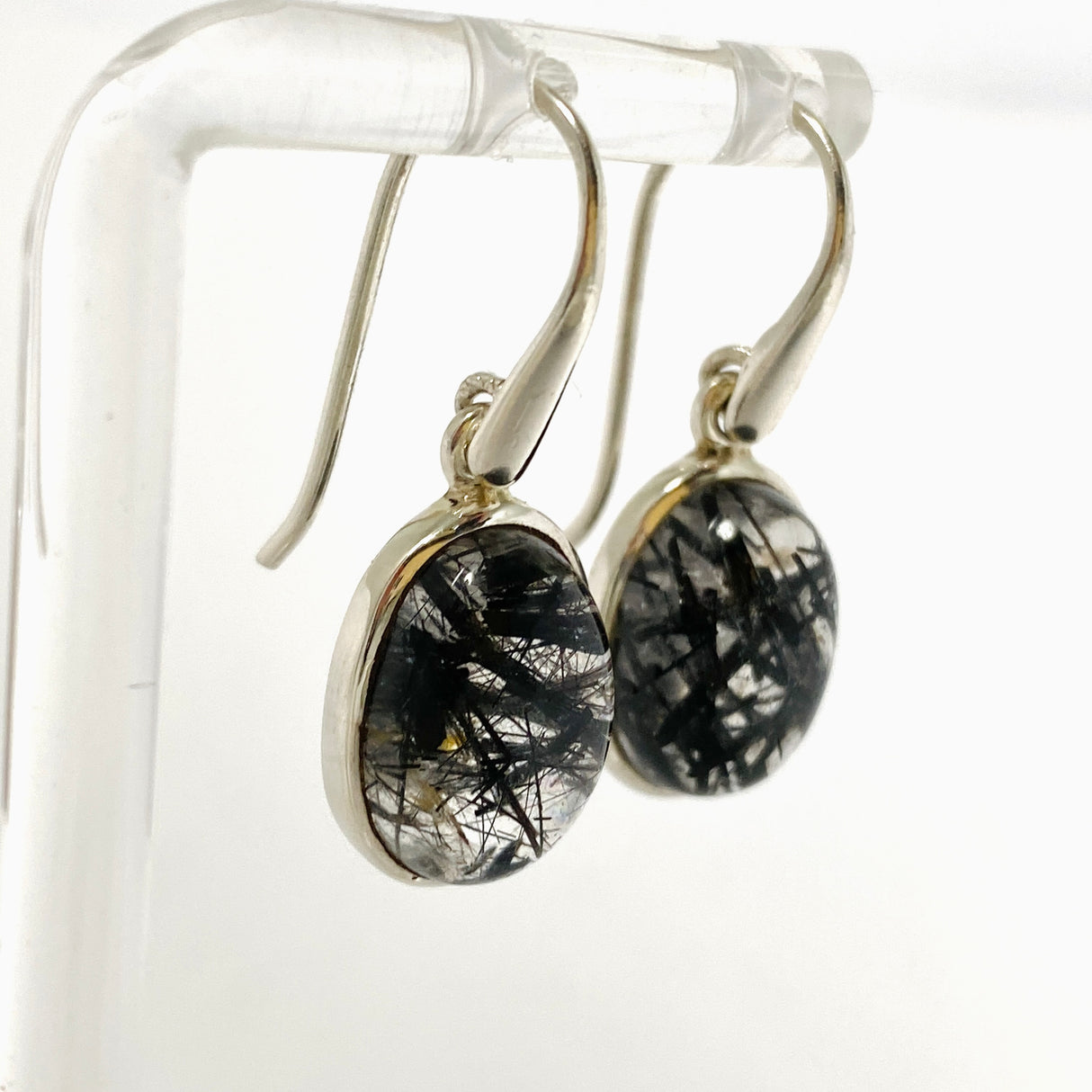 Tourmalinated Quartz Oval Cabochon Earrings PEGJ385