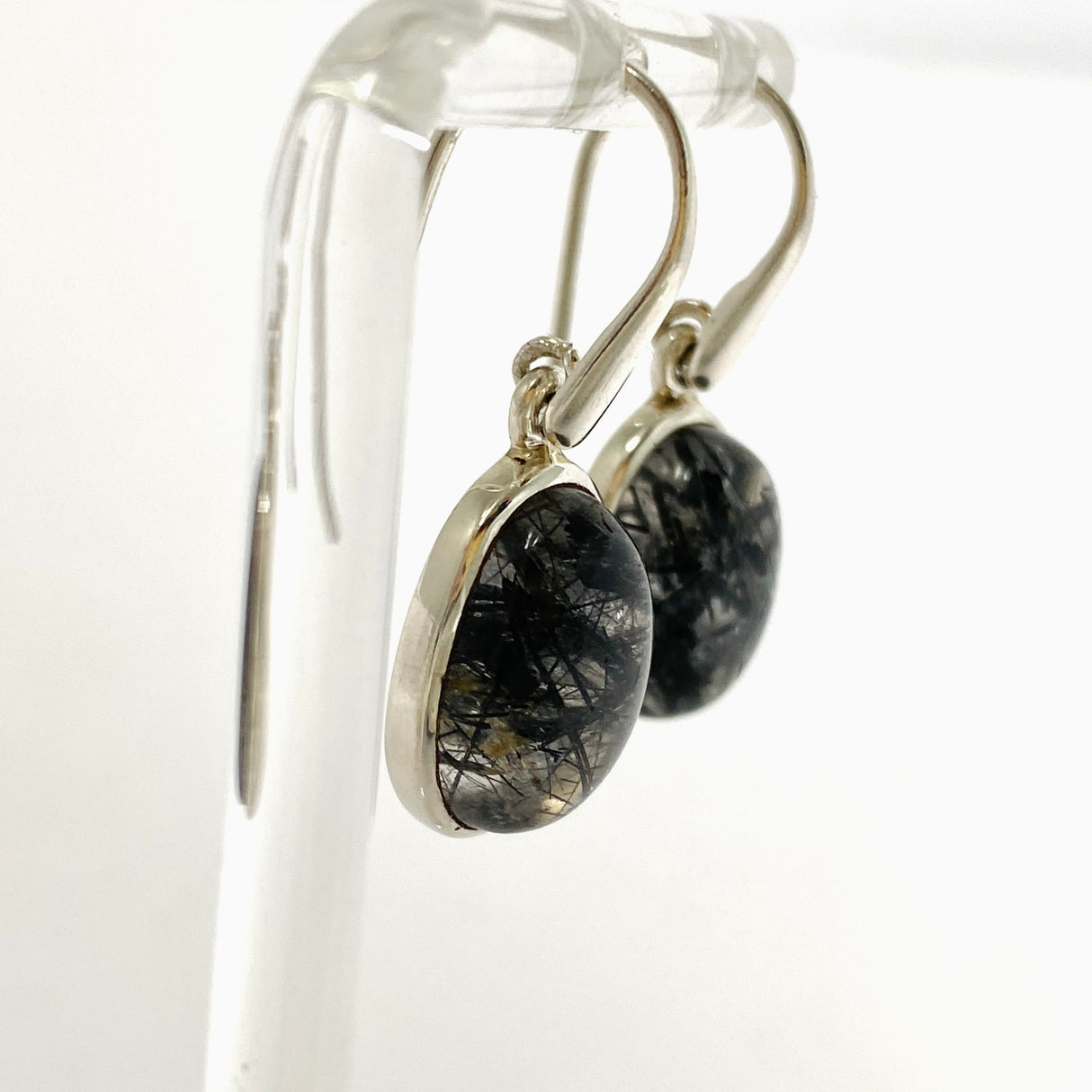 Tourmalinated Quartz Oval Cabochon Earrings PEGJ385