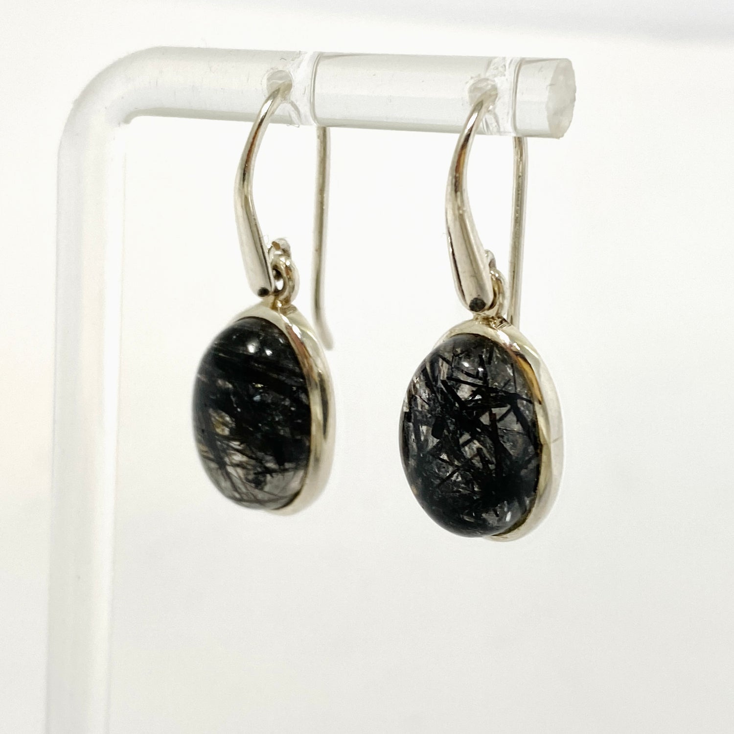 Tourmalinated Quartz Oval Cabochon Earrings PEGJ385