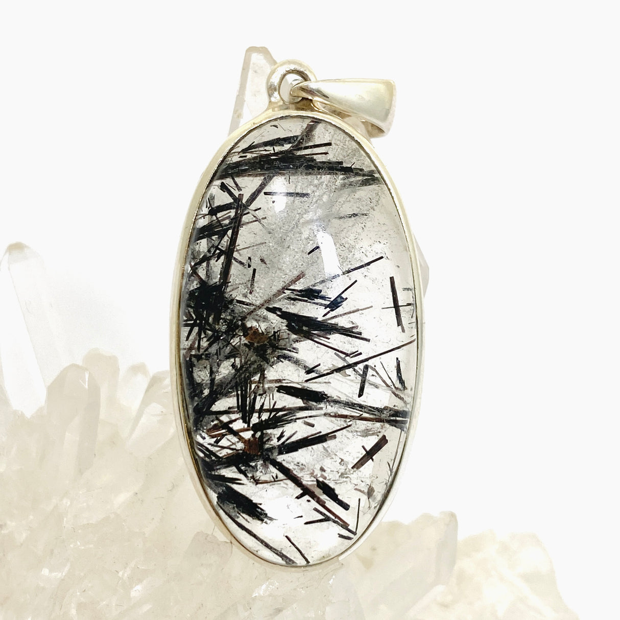 Tourmalinated Quartz Oval Cabochon Pendant PPGJ1074