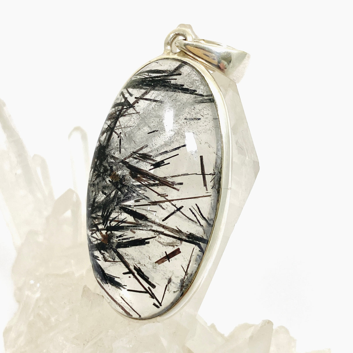 Tourmalinated Quartz Oval Cabochon Pendant PPGJ1074