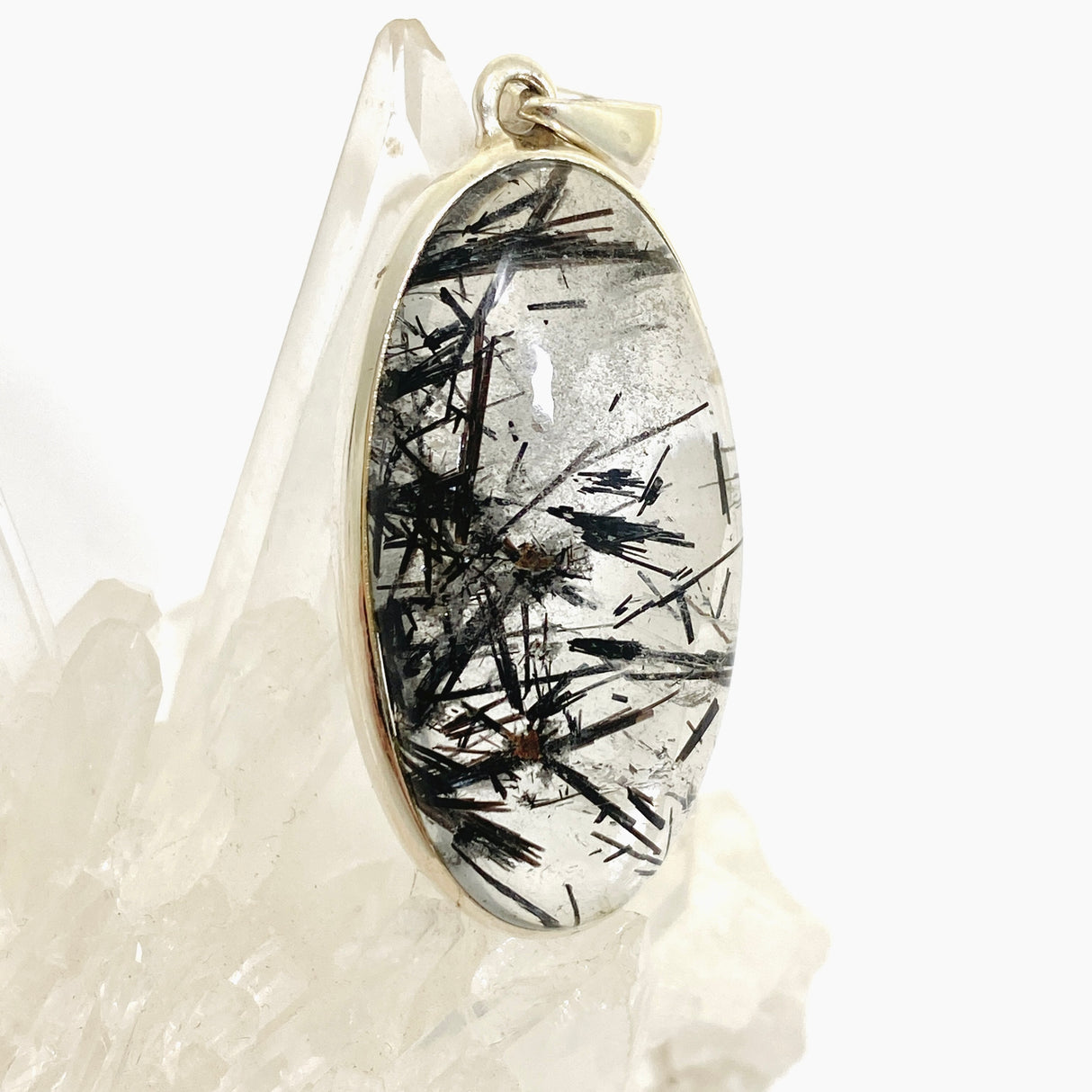 Tourmalinated Quartz Oval Cabochon Pendant PPGJ1074