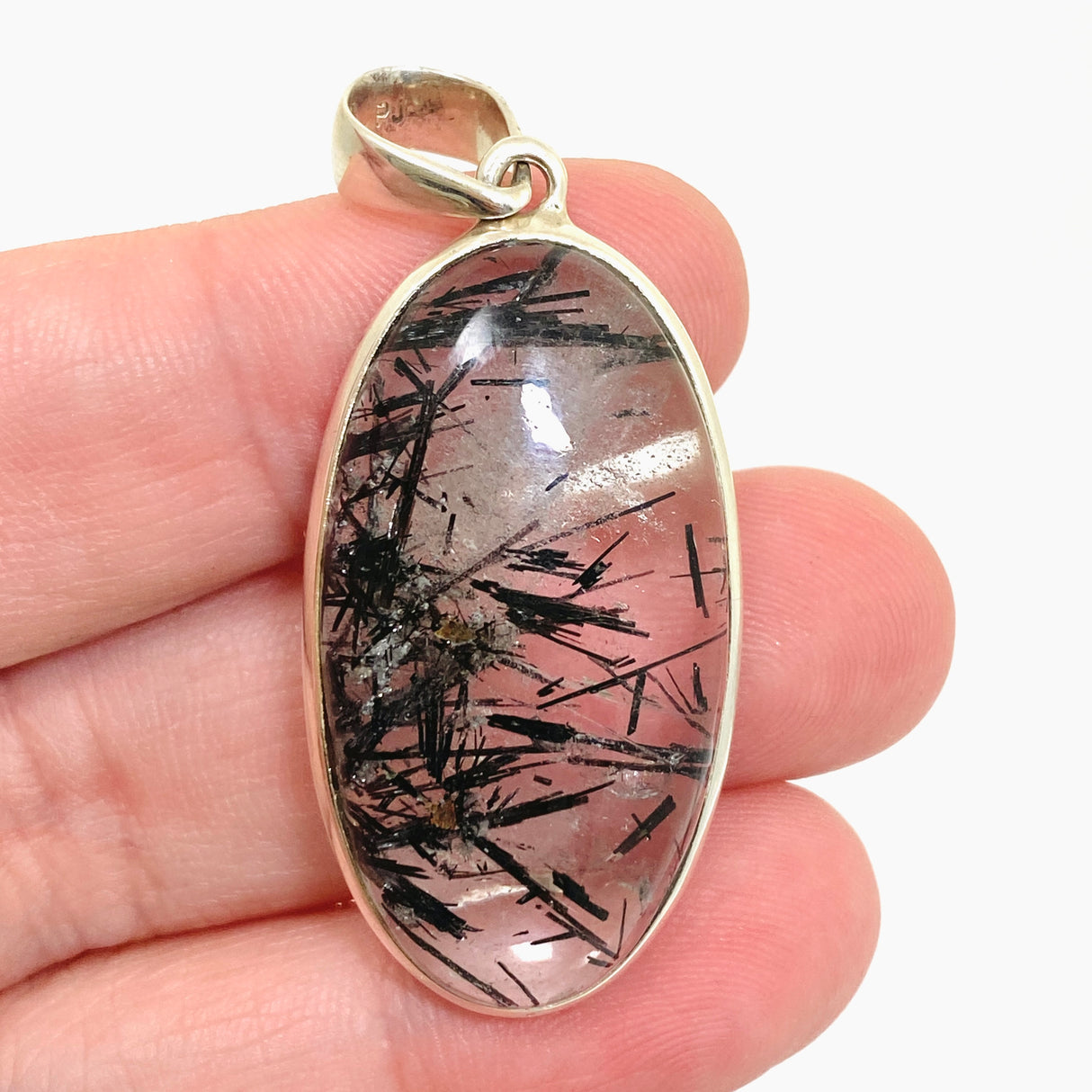 Tourmalinated Quartz Oval Cabochon Pendant PPGJ1074